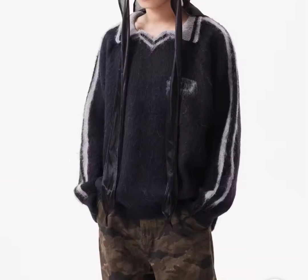 Japanese Brand Blur Plush Collar Nect Sweatshirt Stripe Size US M / EU 48-50 / 2 - 1 Thumbnail