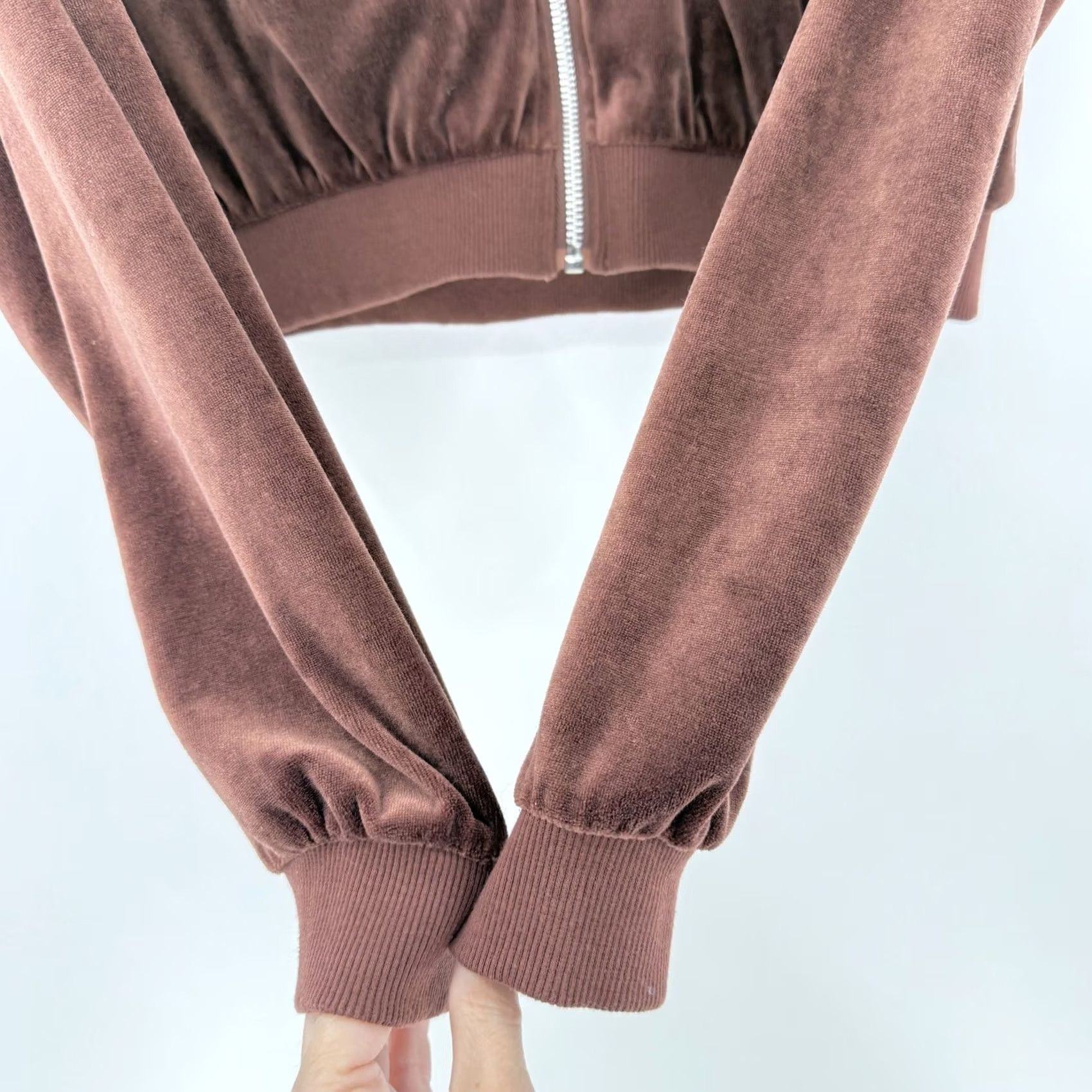 Velour Cult Favorite Hoodie Velour Zip Up Butterfly Rhinestone Jacket Womens Medium Brown Y2K Size M / US 6-8 / IT 42-44 - 7 Thumbnail