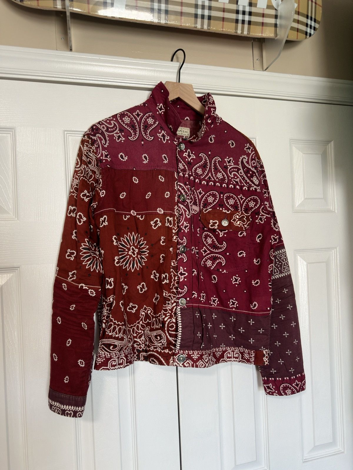 image of Kapital Kountry Kapital Bandana Jacket in Burgundy, Men's (Size Medium)