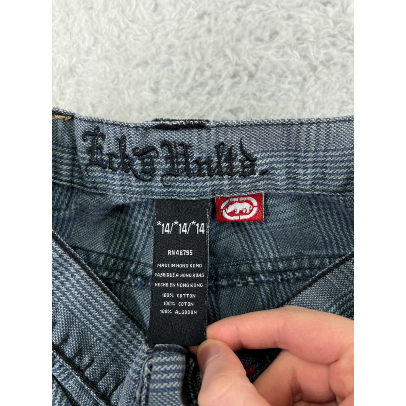 Ecko Unltd. VINTAGE Ecko Unltd. Pants Womens 14 Blue Embroidered Studded Straight Leg Plaid Pattern Jeans Shirt Size 36" / US 14 / IT 50 - 4 Thumbnail