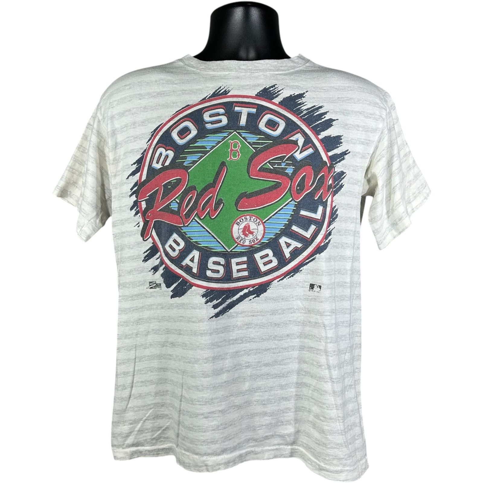 Vintage Vintage Boston Red Sox Striped MLB Tee 90s Medium Size US M / EU 48-50 / 2 - 1 Thumbnail