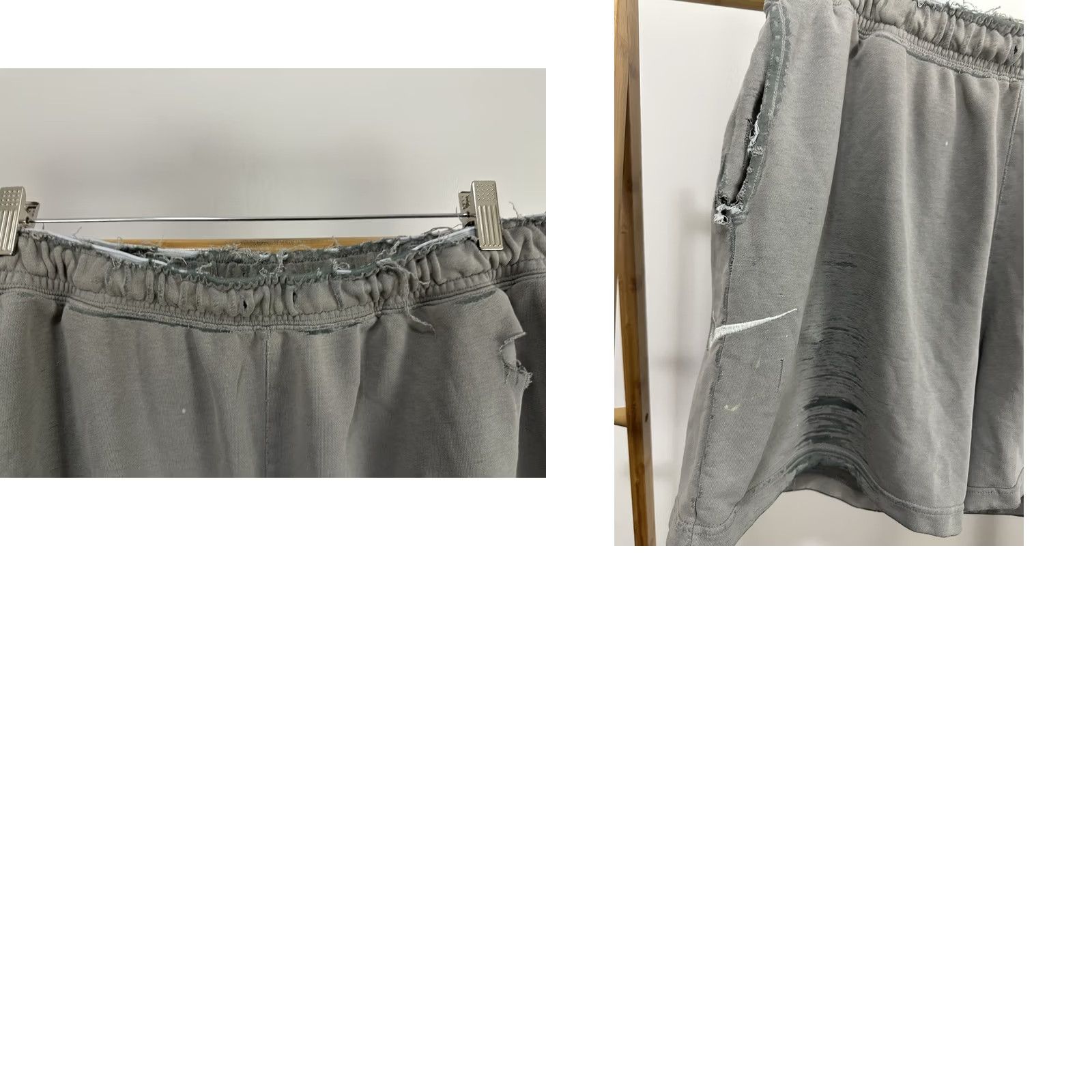 Nike Nike Swoosh Super Thrashed Distressed Worn Faded Soft Shorts XL Gray Mens Shorts XL Distressed NikeSwoosh Thrashed Workwear 90s Theme Mens Size US 36 / EU 52 - 8 Thumbnail