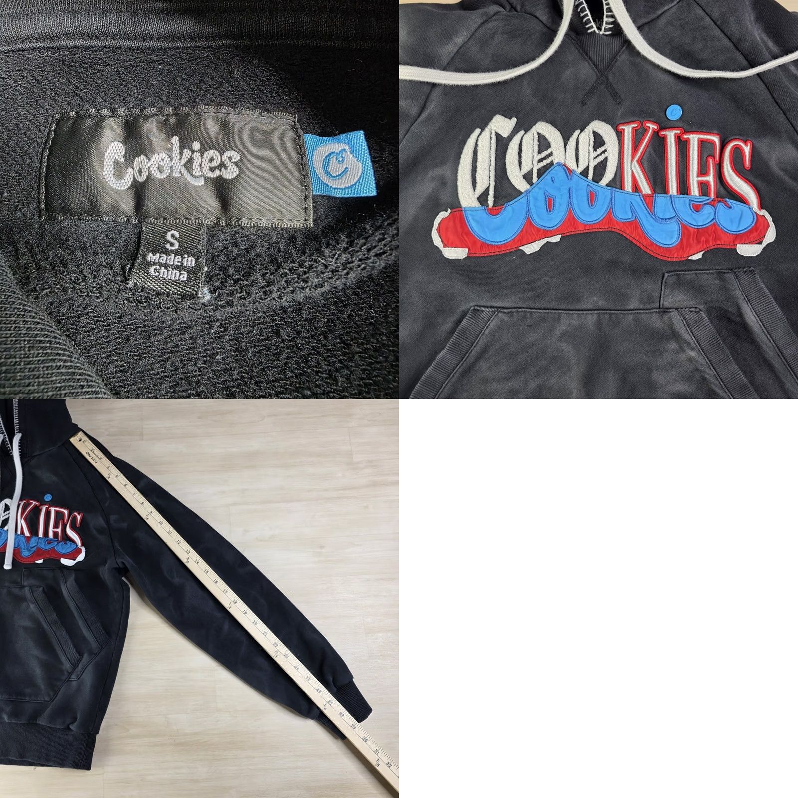 Logo 7 Cookies Black Acid Wash Hoodie Embroidered Logo Upper Echelon S Size US S / EU 44-46 / 1 - 8 Thumbnail