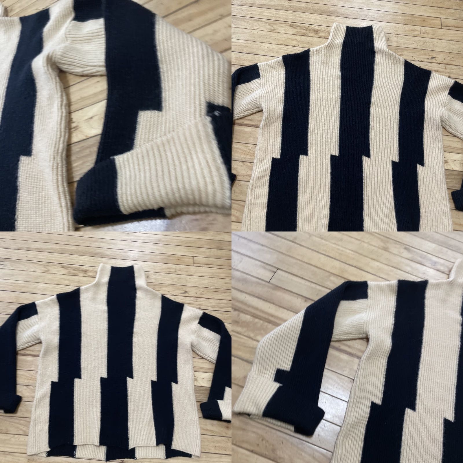 Vintage VINTAGE Stylewe Turtleneck Sweater Women L Black Cream Stripe 90s Style Knit #1402909 Size L / US 10 / IT 46 - 10 Thumbnail