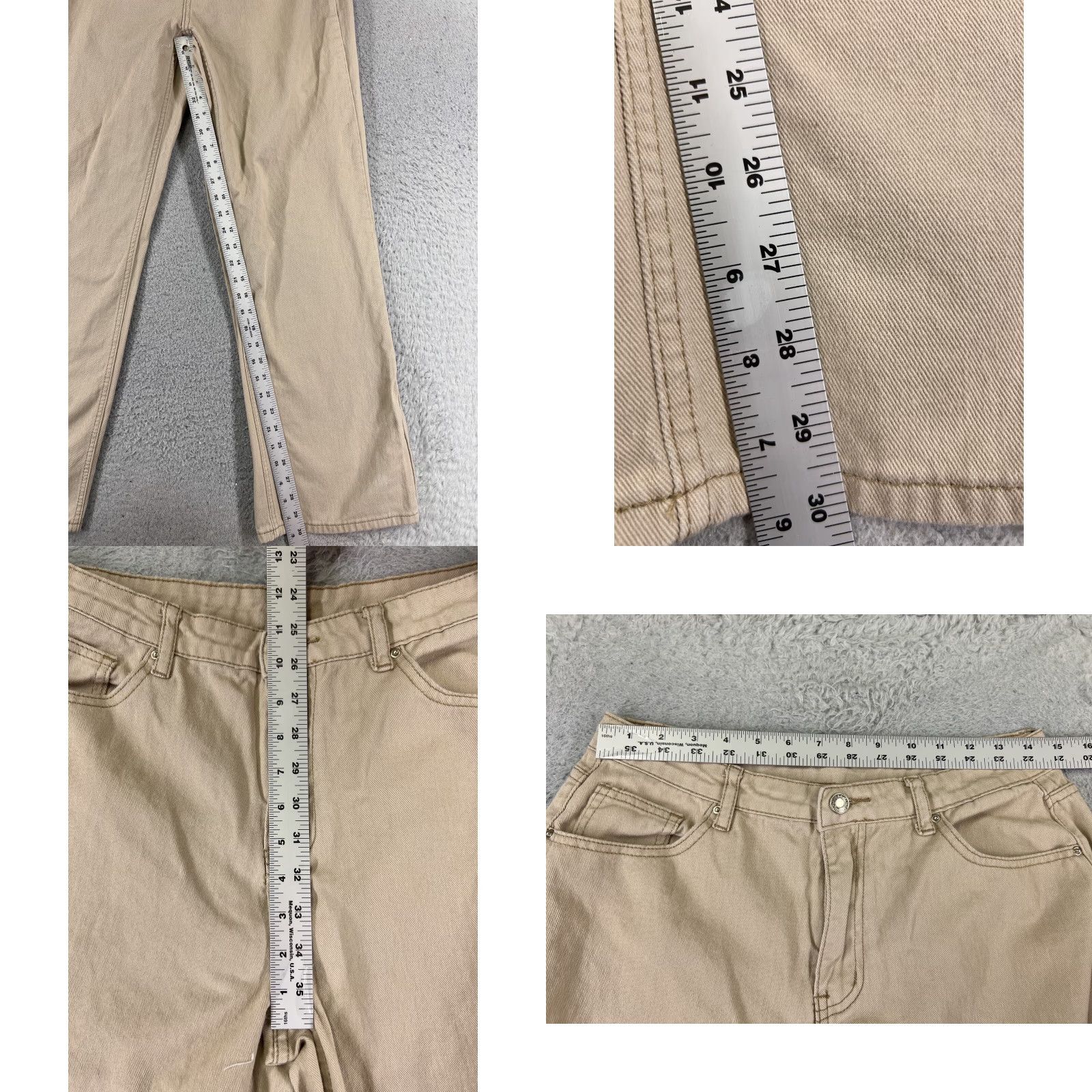 Shein SheIn Jeans Women 28 Beige Denim Wide-Leg Cotton Blend 28x30 Distressed 5-Pocket Design Button Zipper Size 28" / US 6 / IT 42 - 8 Thumbnail