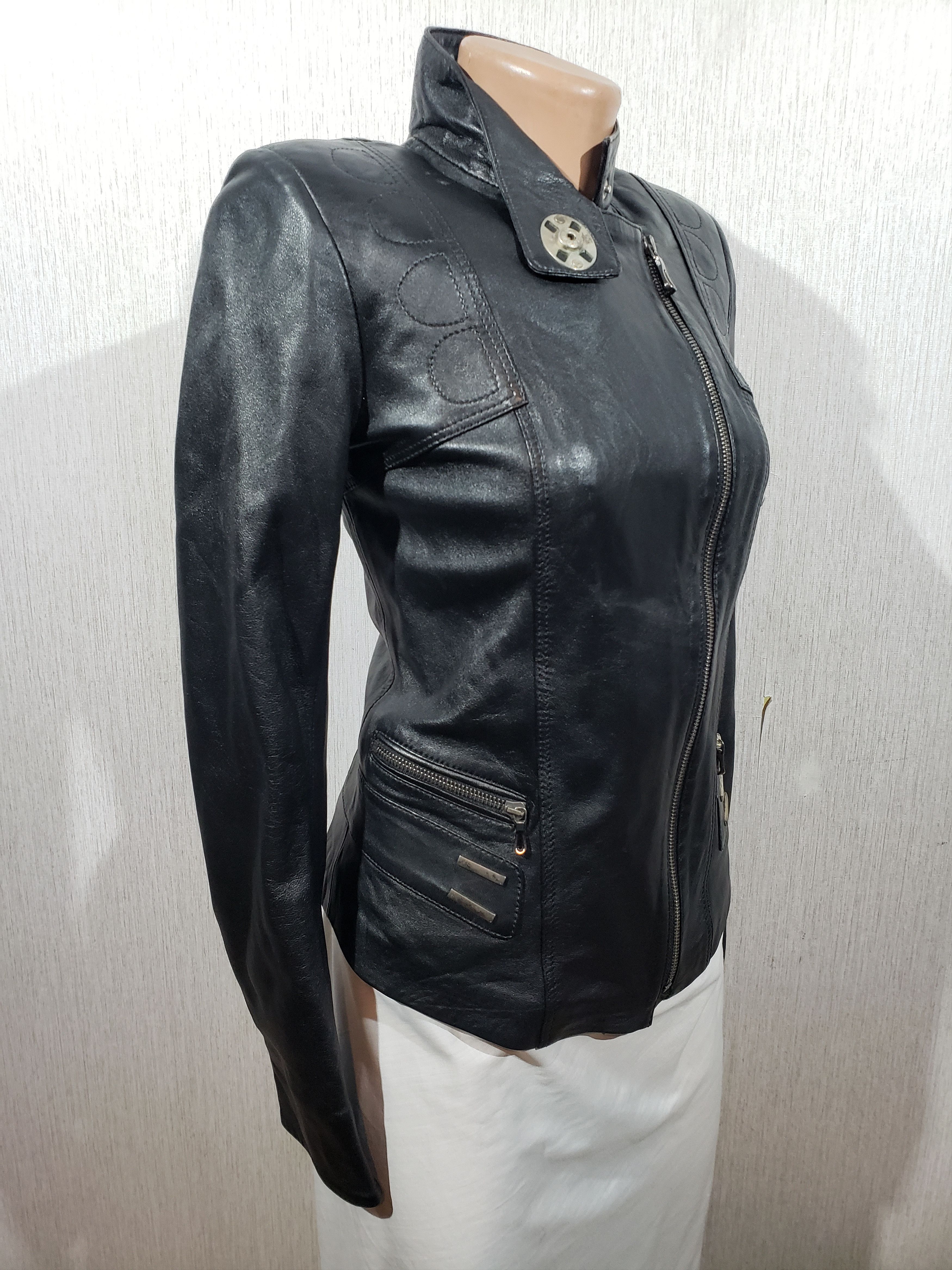 Other Black women's leather sports jacket. Size XXS / US 00 / IT 34 - 2 Thumbnail