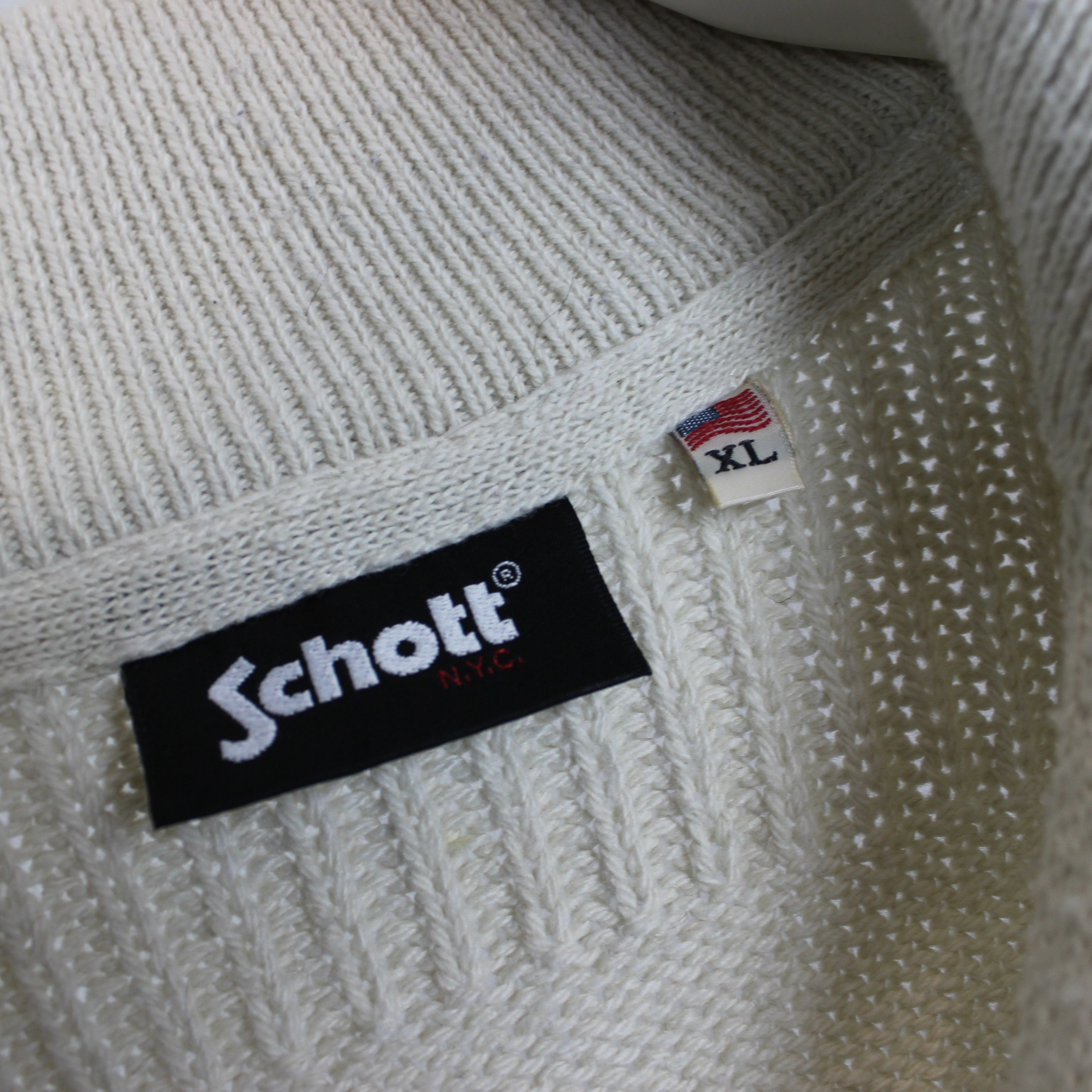 Schott Schott jumper sweater zip XL cream Size US XL / EU 56 / 4 - 6 Thumbnail