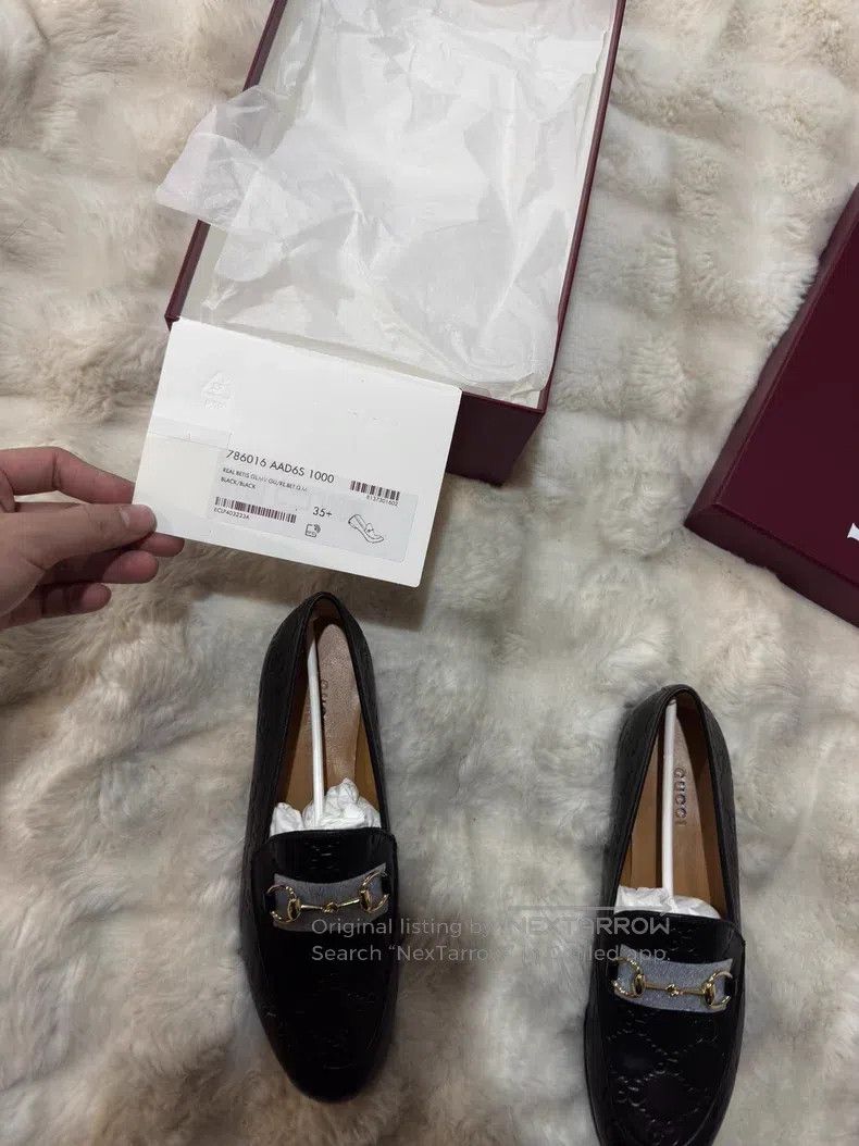 Gucci Guicci Black and Gold Full Print Loafers Leather Shoes Size US 5 / IT 35 - 9 Thumbnail