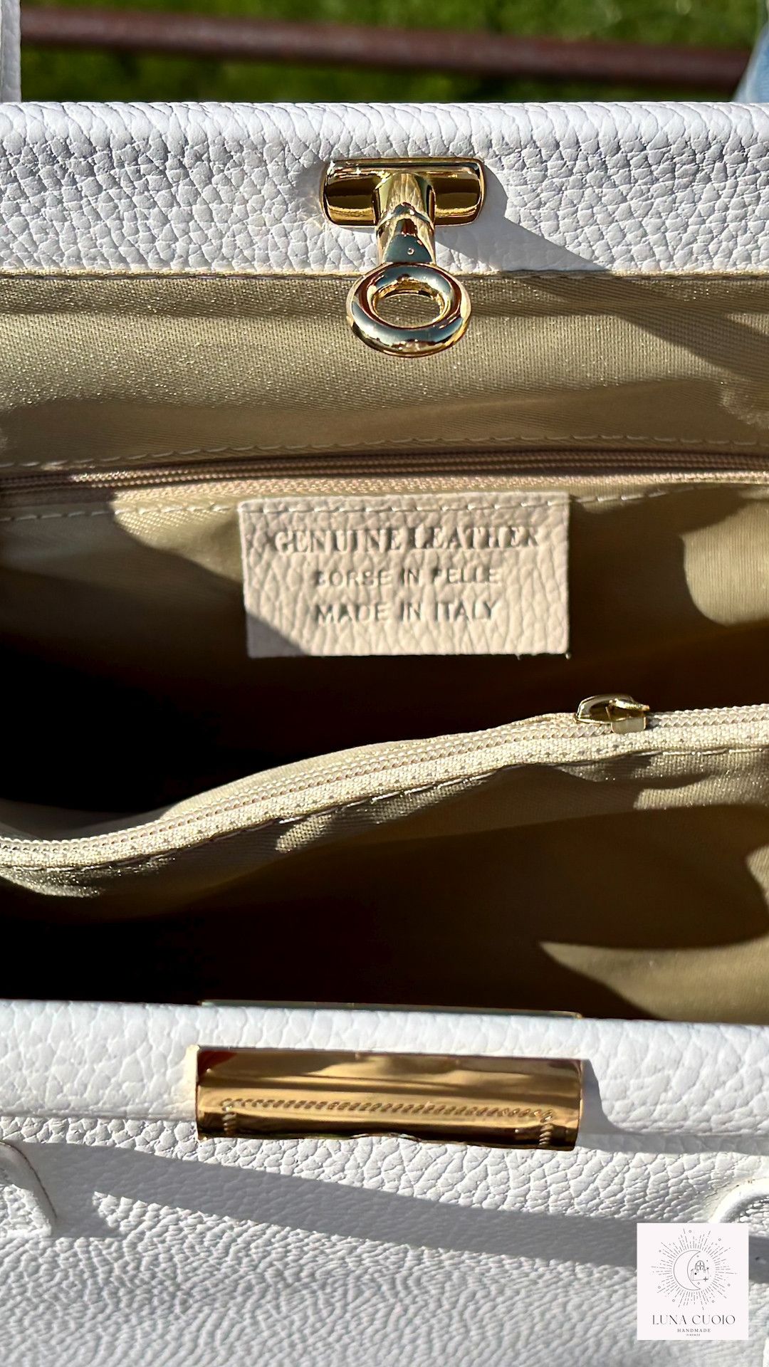 Vera Pelle Handmade Leather White Bag Woman from Italian Size ONE SIZE - 8 Thumbnail