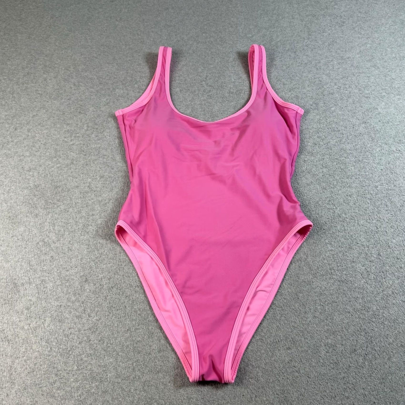 Vintage 93 Play Street Womens XL One Piece Swimsuit Pink Tank Scoop Neck High Leg Beach Holiday Retro Size ONE SIZE - 2 Thumbnail