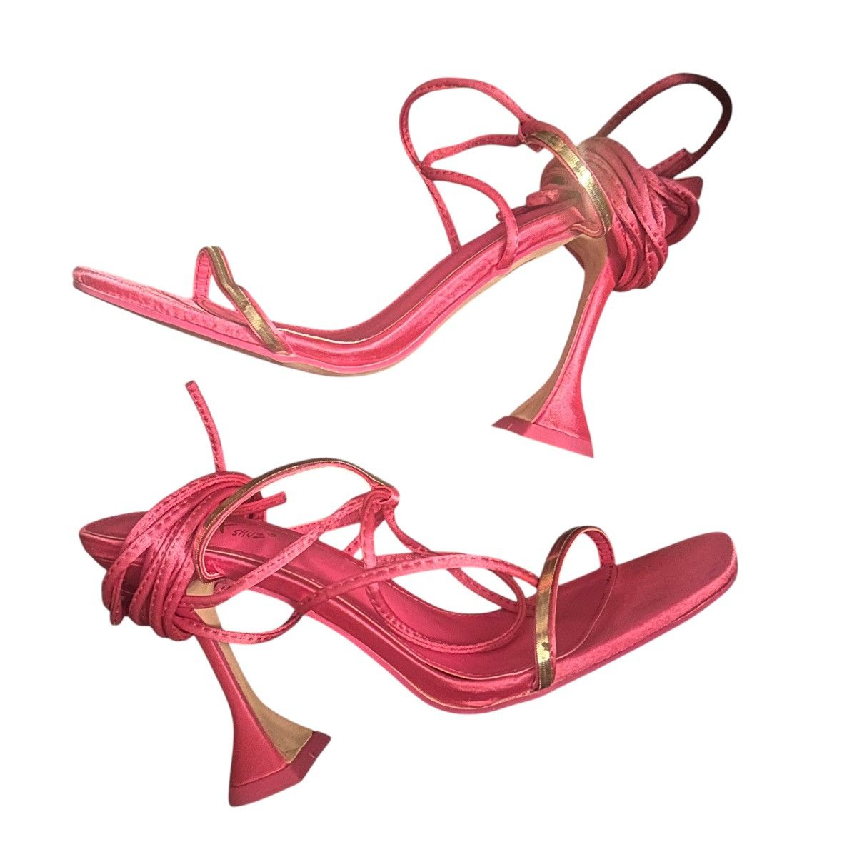Other Mixx Shuz Lupita fuschia satin lace up heeled sandals Size US 8 / IT 38 - 4 Thumbnail