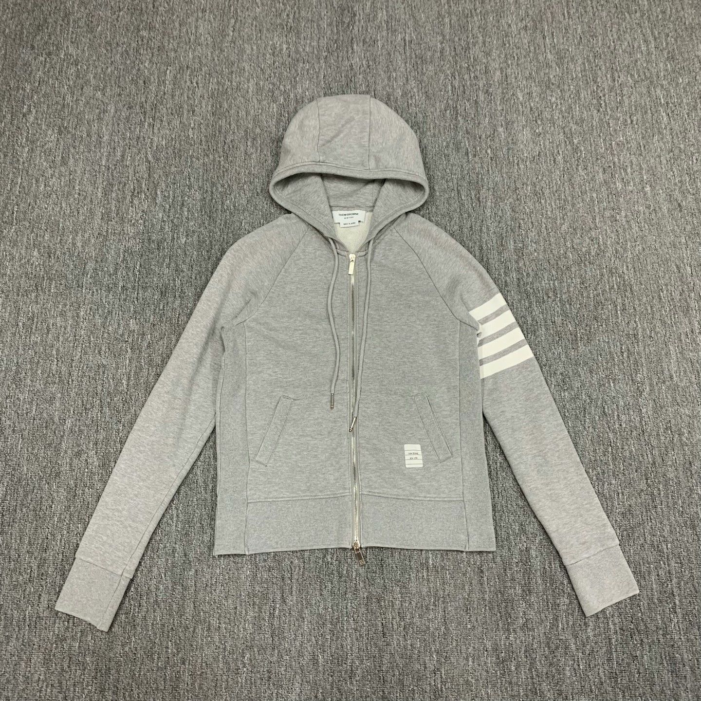 Thom Browne gray striped hooded jacket by Thom Browne Size US M / EU 48-50 / 2 - 1 Thumbnail