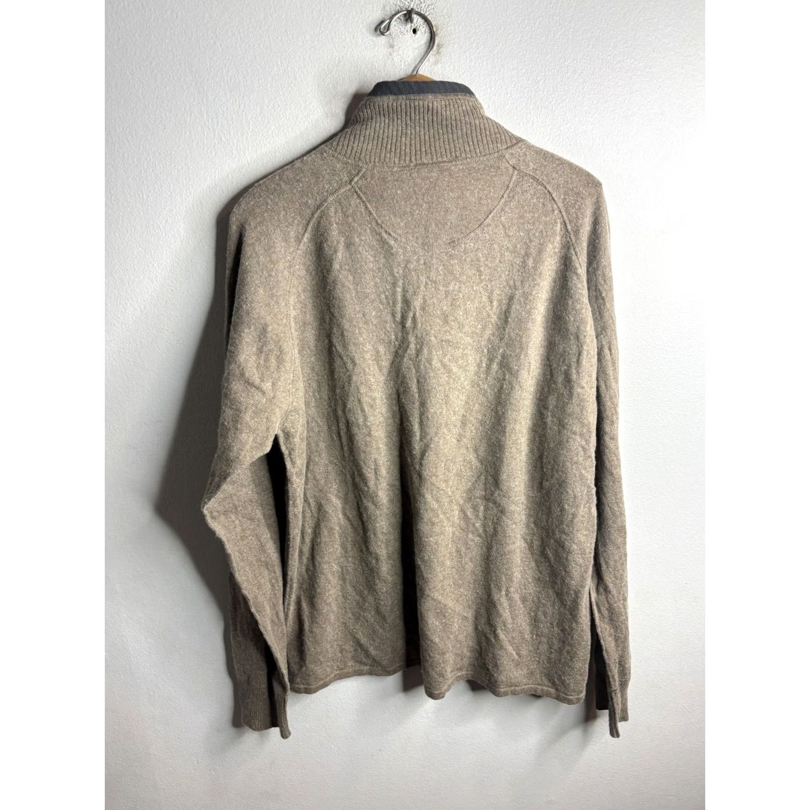 The North Face The North Face Sweater Mens XL Beige 1/4 Zip Mock Neck Pullover Logo Knit Wool Size US XL / EU 56 / 4 - 5 Thumbnail