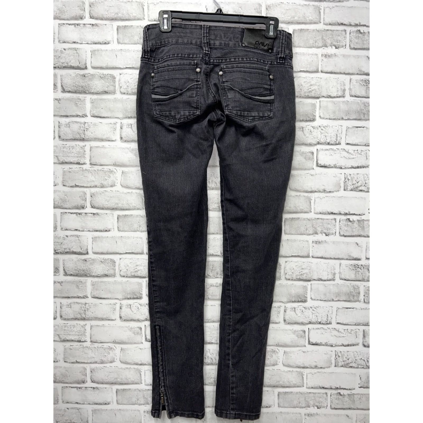 Vintage Pavi Italy Donna Black Jeans Womens Size 6 28-32x32 (Stretchy Waist) Skinny Womens Jeans Italy Black 28-32x32 Size 6 Pavi Italy Donna Size 28" / US 6 / IT 42 - 4 Thumbnail