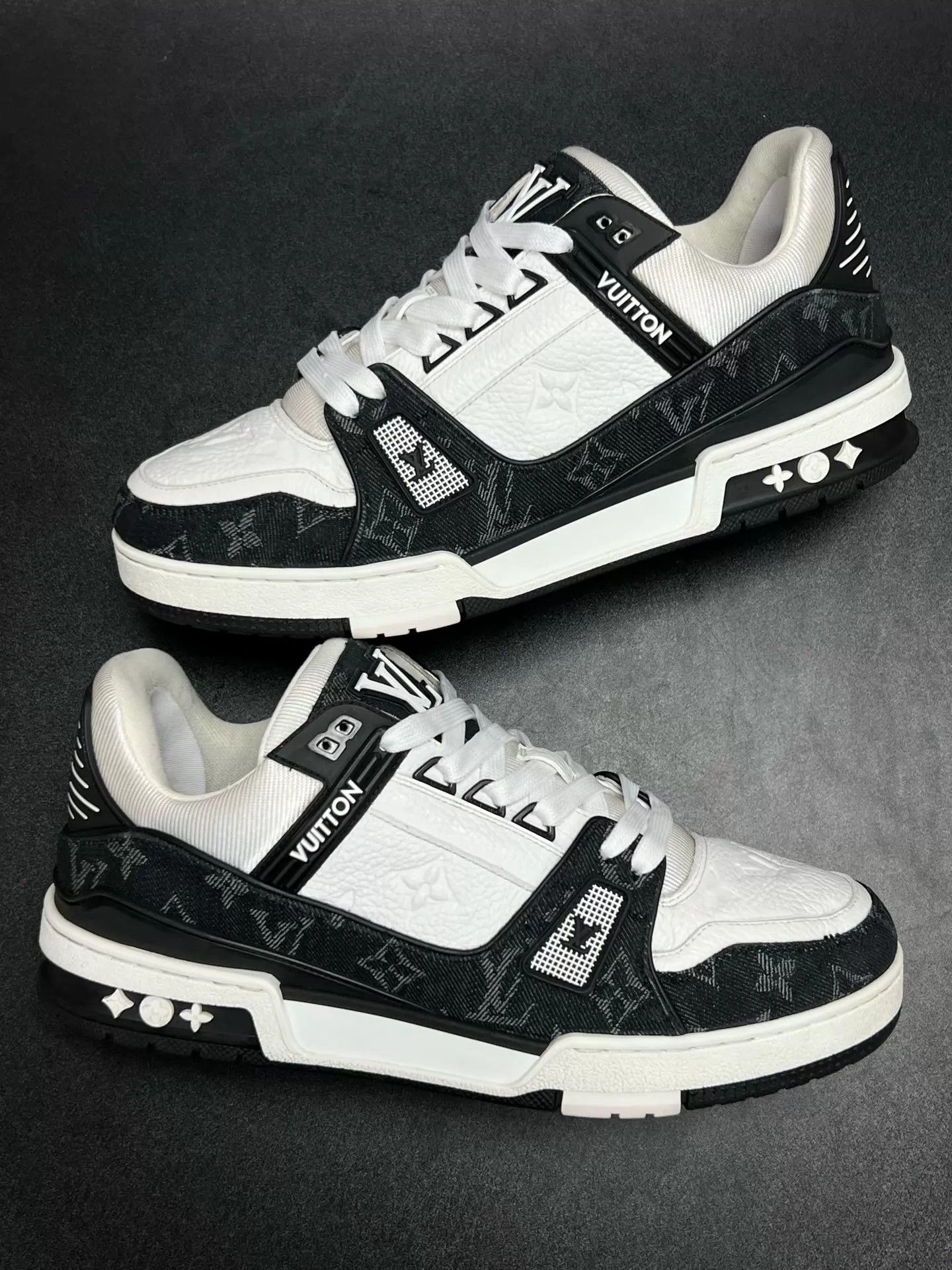 Louis Vuitton LV TRAINER Black White Denim UK7.5/41.5 24 Anti-Abrasion Size US 8.5 / EU 41-42 - 5 Thumbnail