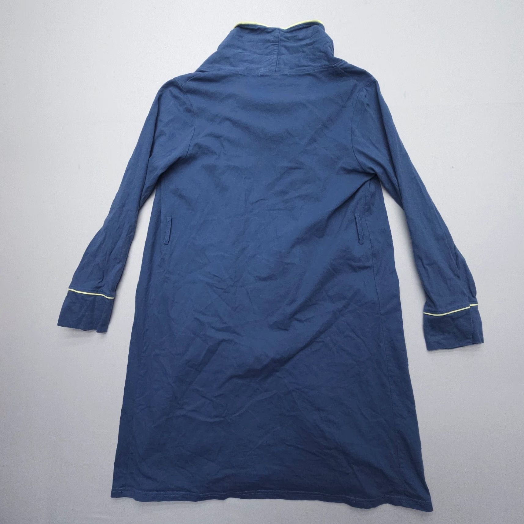 Vintage PACT Organic L96602 Robe Womens XS Blue Cotton Piping Trim Pocket No Belt Size ONE SIZE - 2 Thumbnail