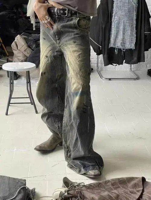 Japanese Brand × Jean Heavy-duty washed distressed faded micro-flare jeans Size US 32 / EU 48 - 3 Thumbnail