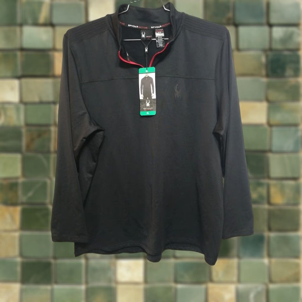 Spyder Spyder Active Mens XL Black Quarter Zip Long Sleeve Pullover Shirt Stretch Size US XL / EU 56 / 4 - 1 Thumbnail