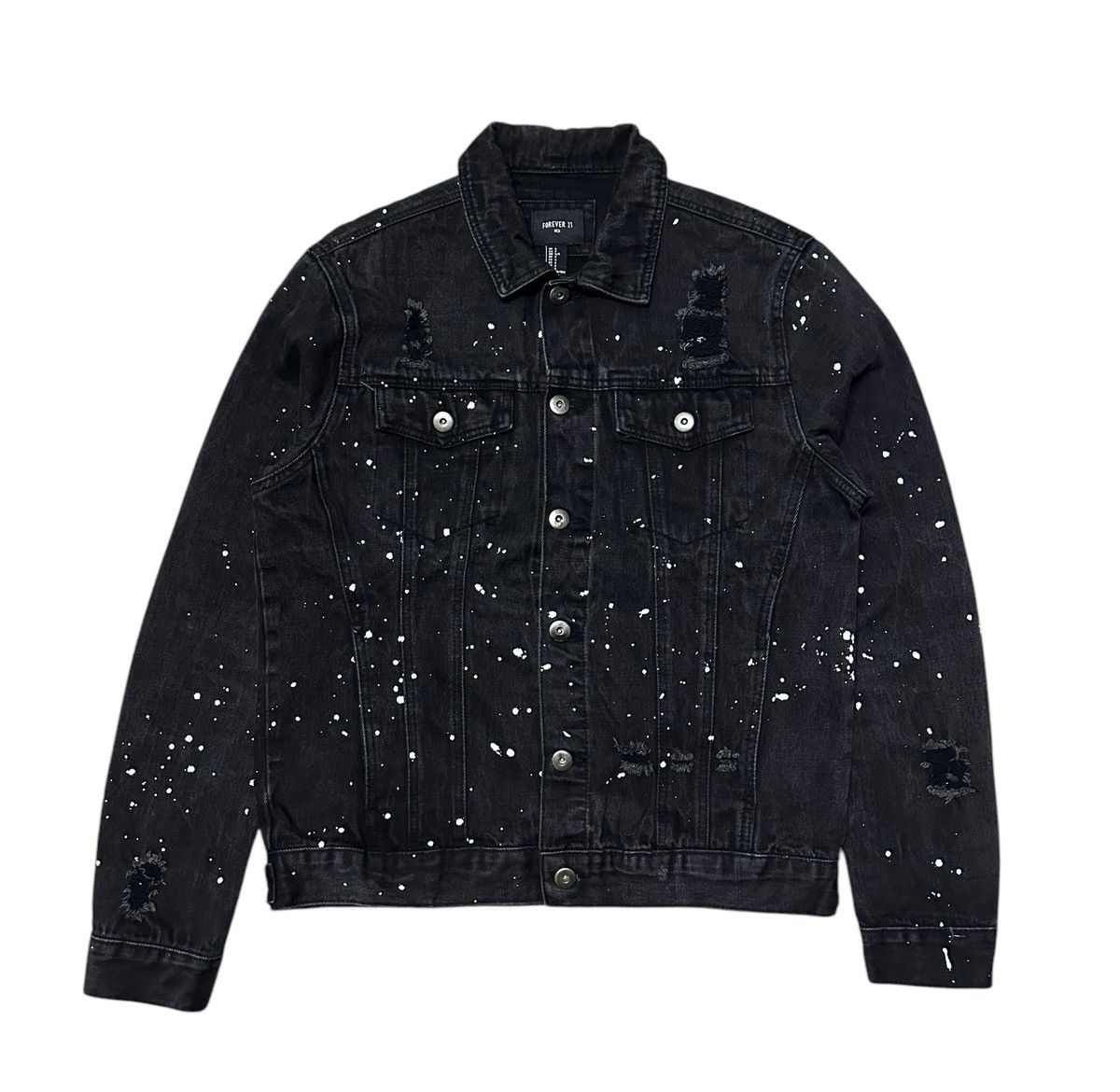 Forever 21 Forever 21 men distressed style paints denim jacket Size US S / EU 44-46 / 1 - 1 Thumbnail