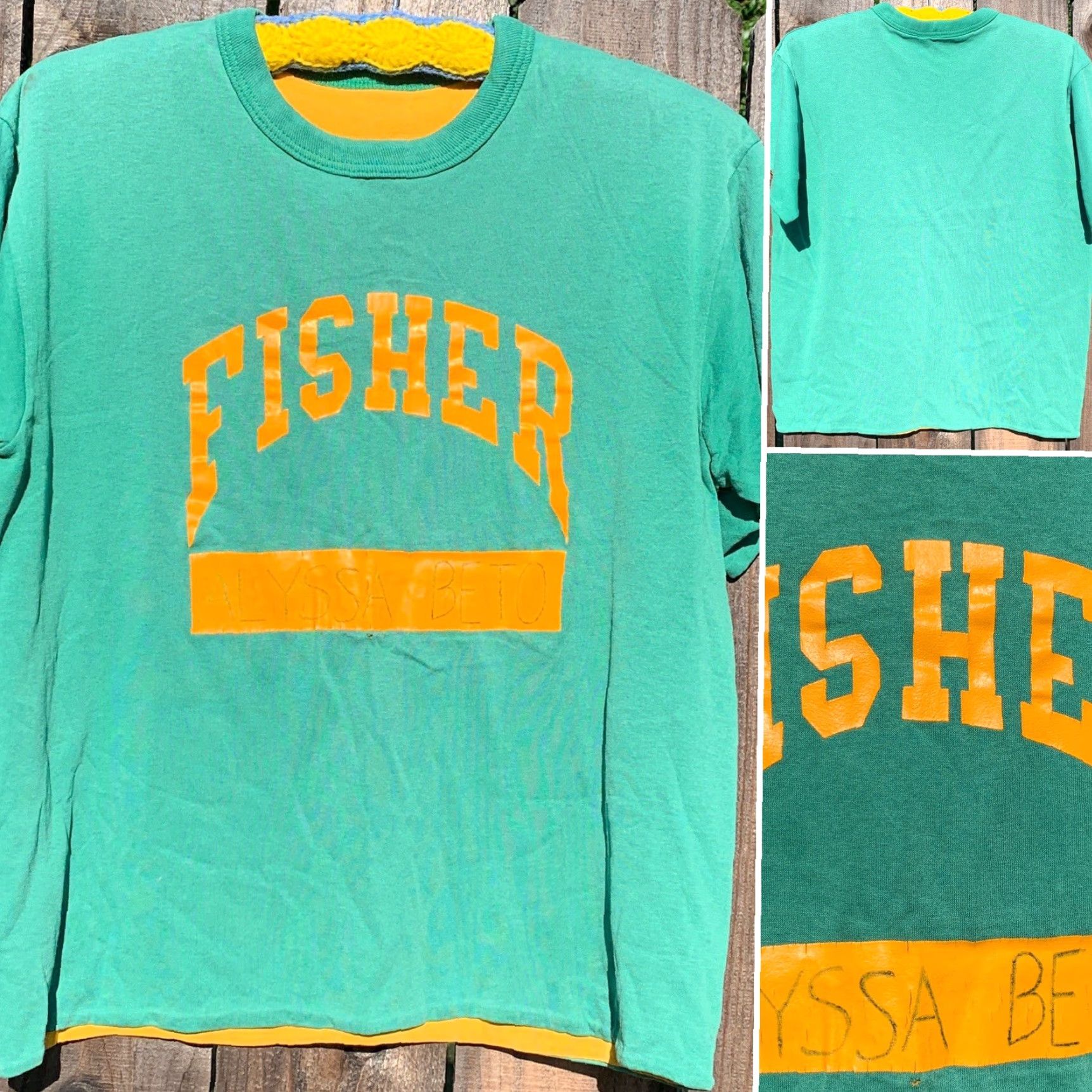 Vintage VINTAGE FISHER PE Shirt Reversible T-Shirt Graphic Tee Men S/M Green Short Sleeve Reversible Graphic Tee Size US S / EU 44-46 / 1 - 4 Thumbnail