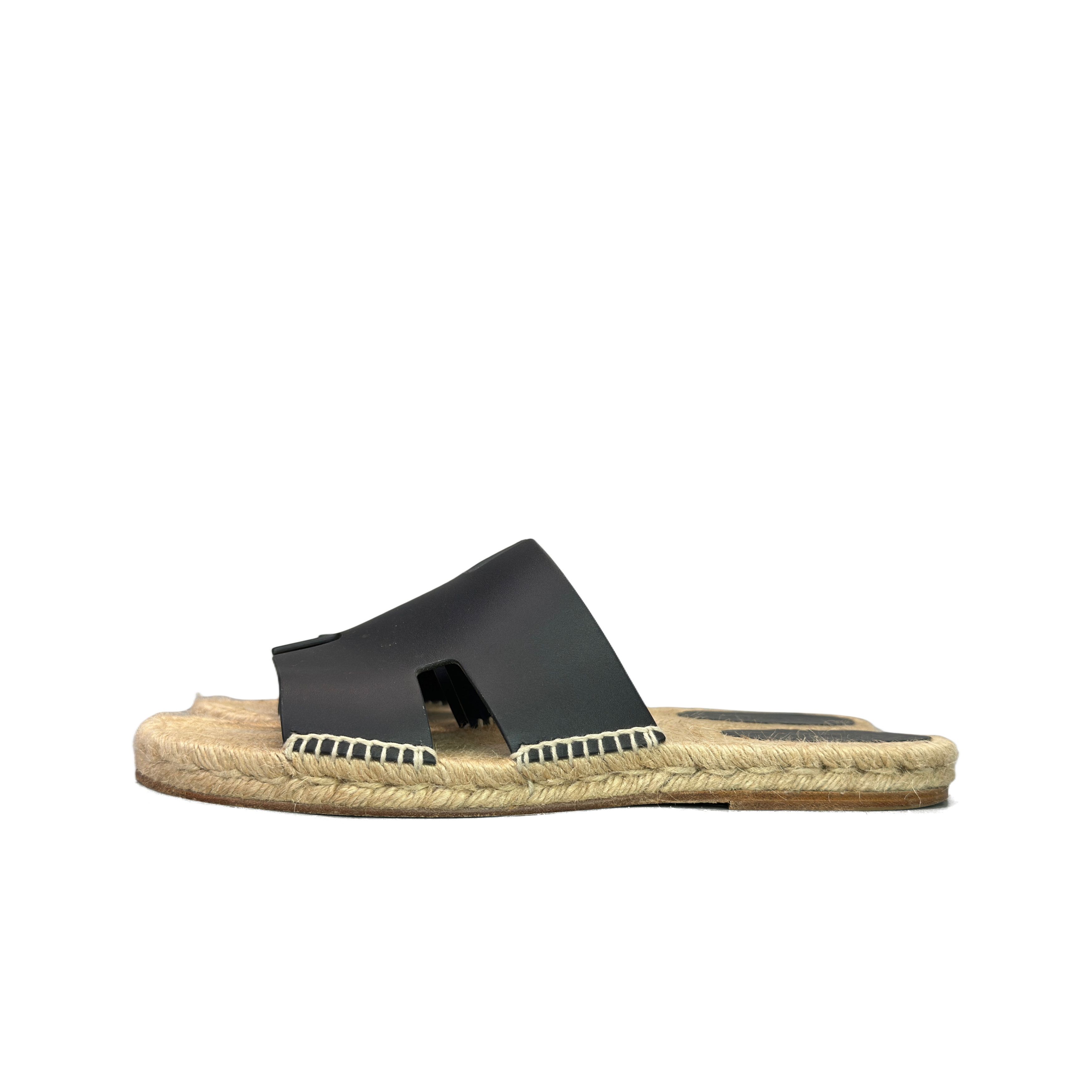 Hermes Hermès Antigua Leather Sandals Black Size 10 Size US 10 / EU 43 - 1 Thumbnail