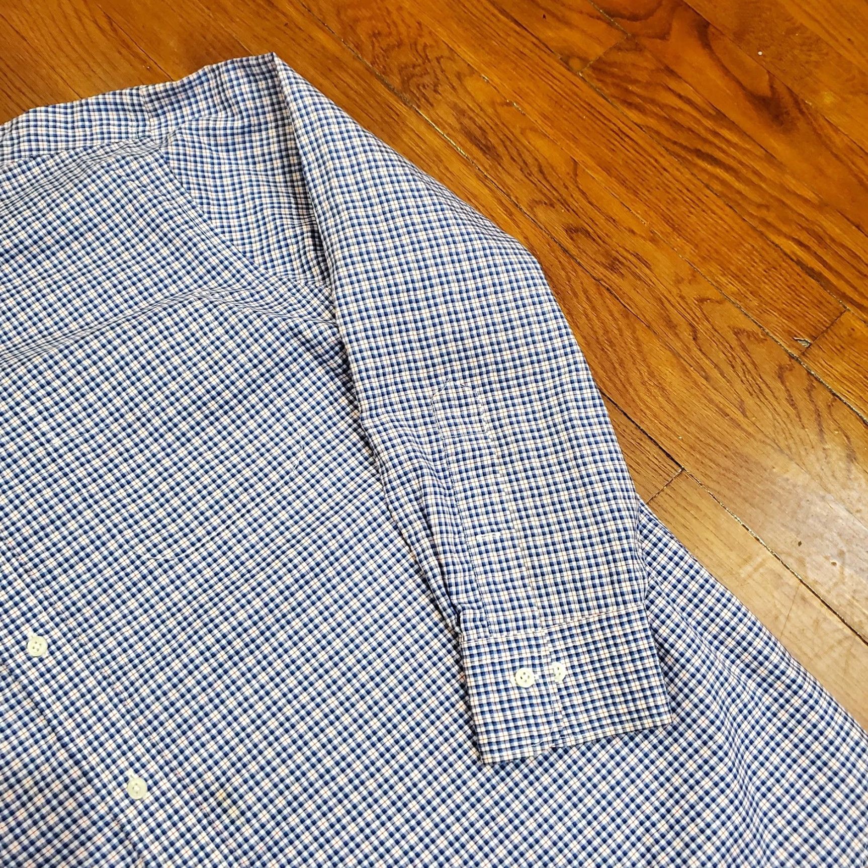 Ralph Lauren Lauren Ralph Lauren Shirt Mens 17.5 32/33 Blue Plaid Classic Fit Dress Non Iron Size 48R - 3 Thumbnail