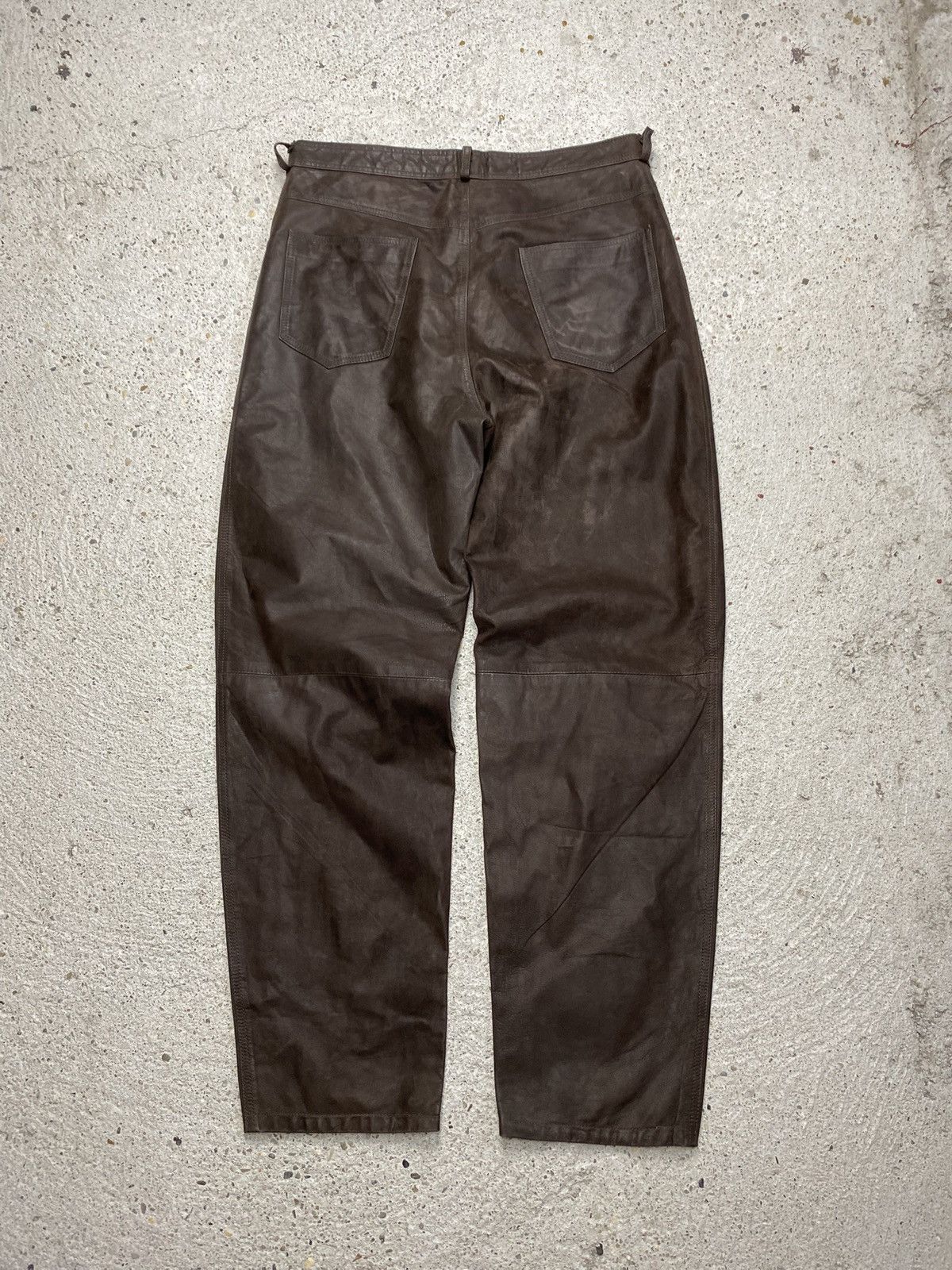 Vintage Vintage brown leather pants japan style baggy Size US 38 / EU 54 - 6 Thumbnail