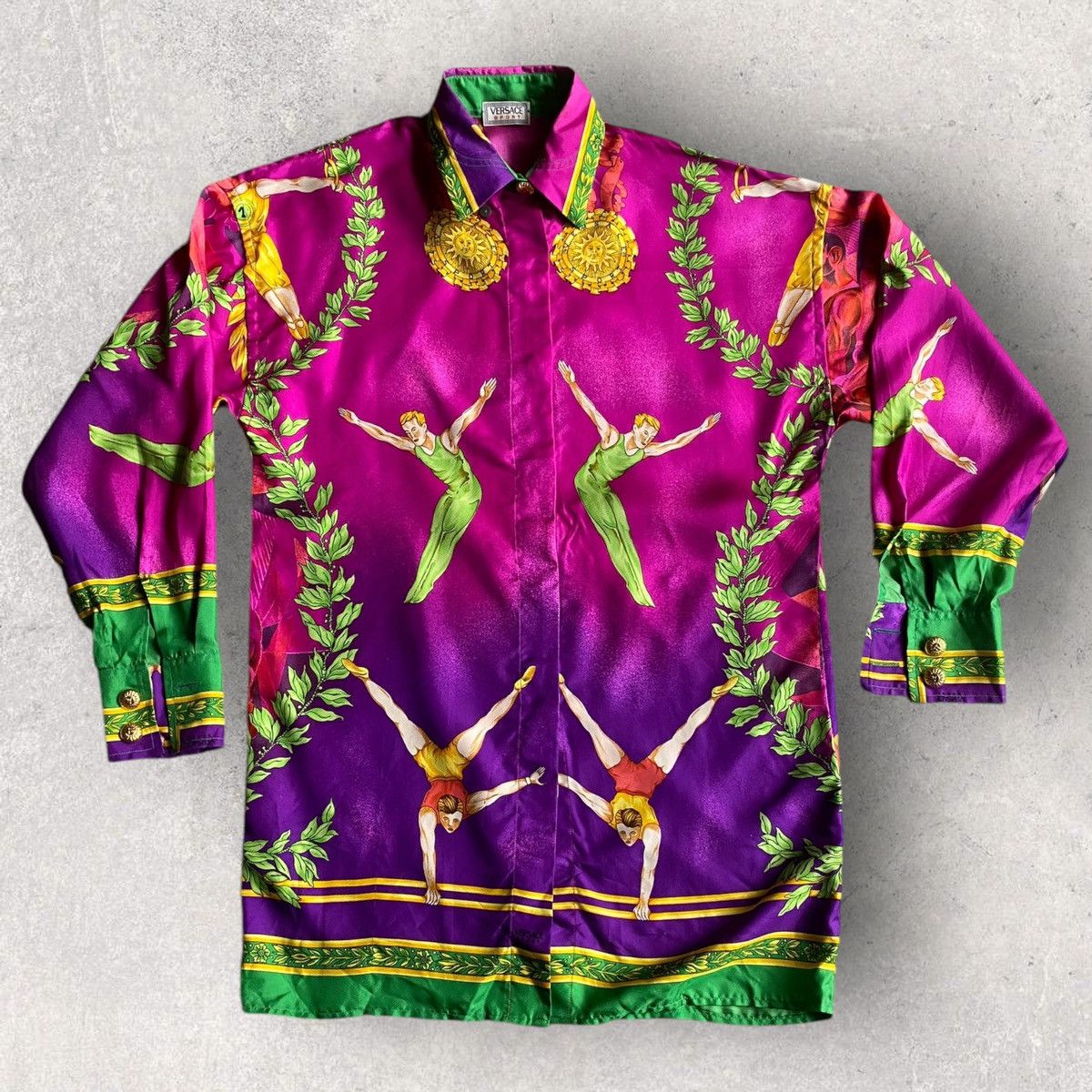 Versace Vintage Silk Versace Sport Gymnastic Oversize Shirt Size XS / US 0-2 / IT 36-38 - 1 Thumbnail