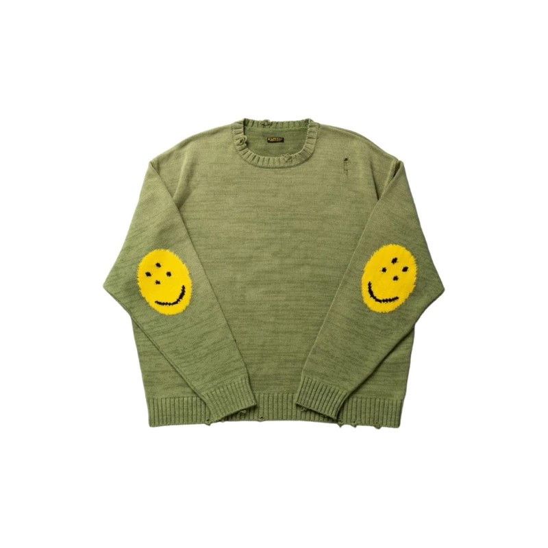 Kapital KAPITAL Smiley Patch Knit Distressed Sweatshirt Crewneck Size US L / EU 52-54 / 3 - 3 Thumbnail