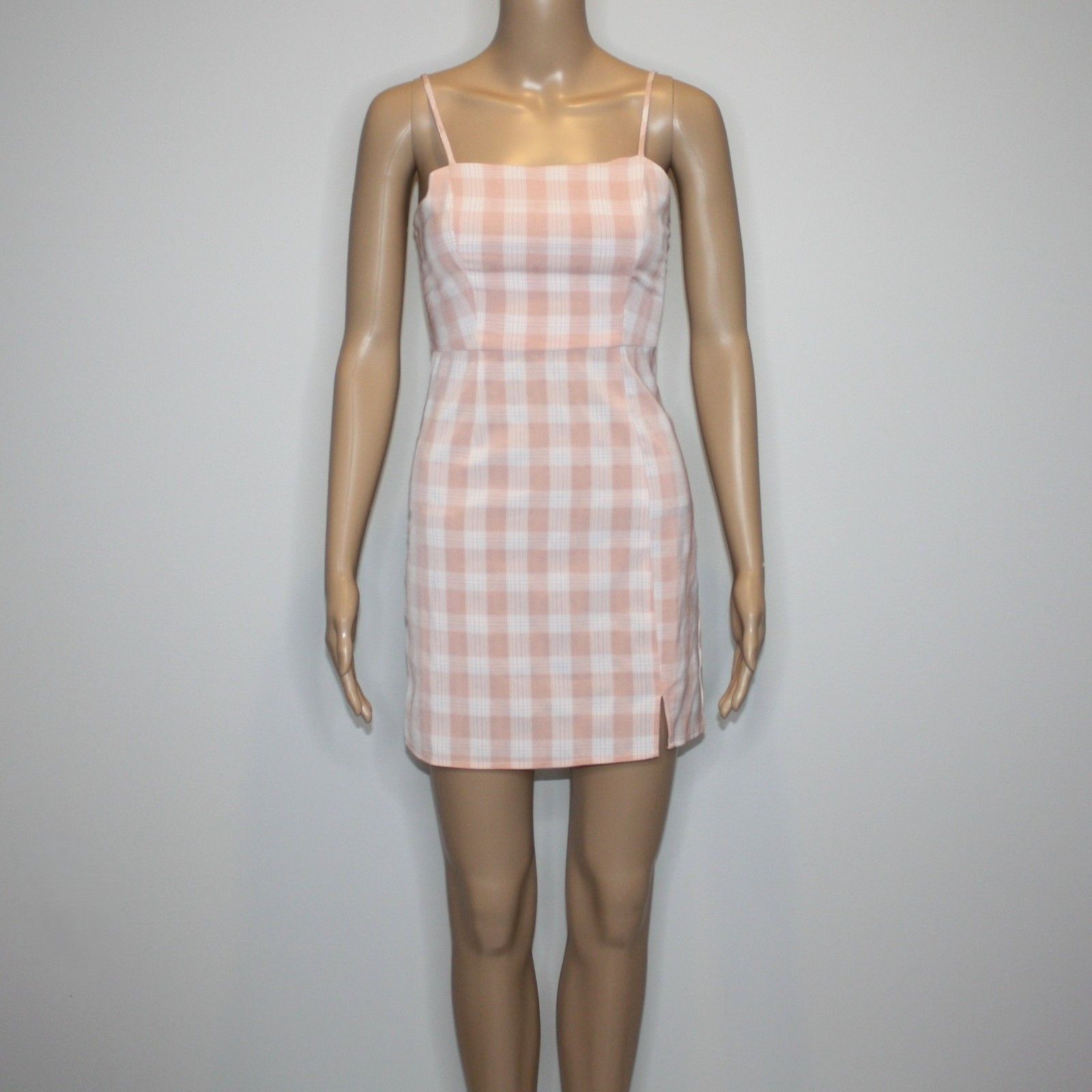 BP. Plaid Square Neck Sundress Dress in Coral & White Gingham Size XS / US 0-2 / IT 36-38 - 6 Thumbnail