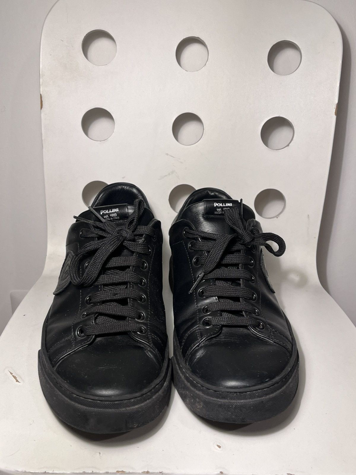 Pollini Pollini 1953 Black Leather Low Top Sneakers Size US 10.5 / EU 43-44 - 2 Thumbnail
