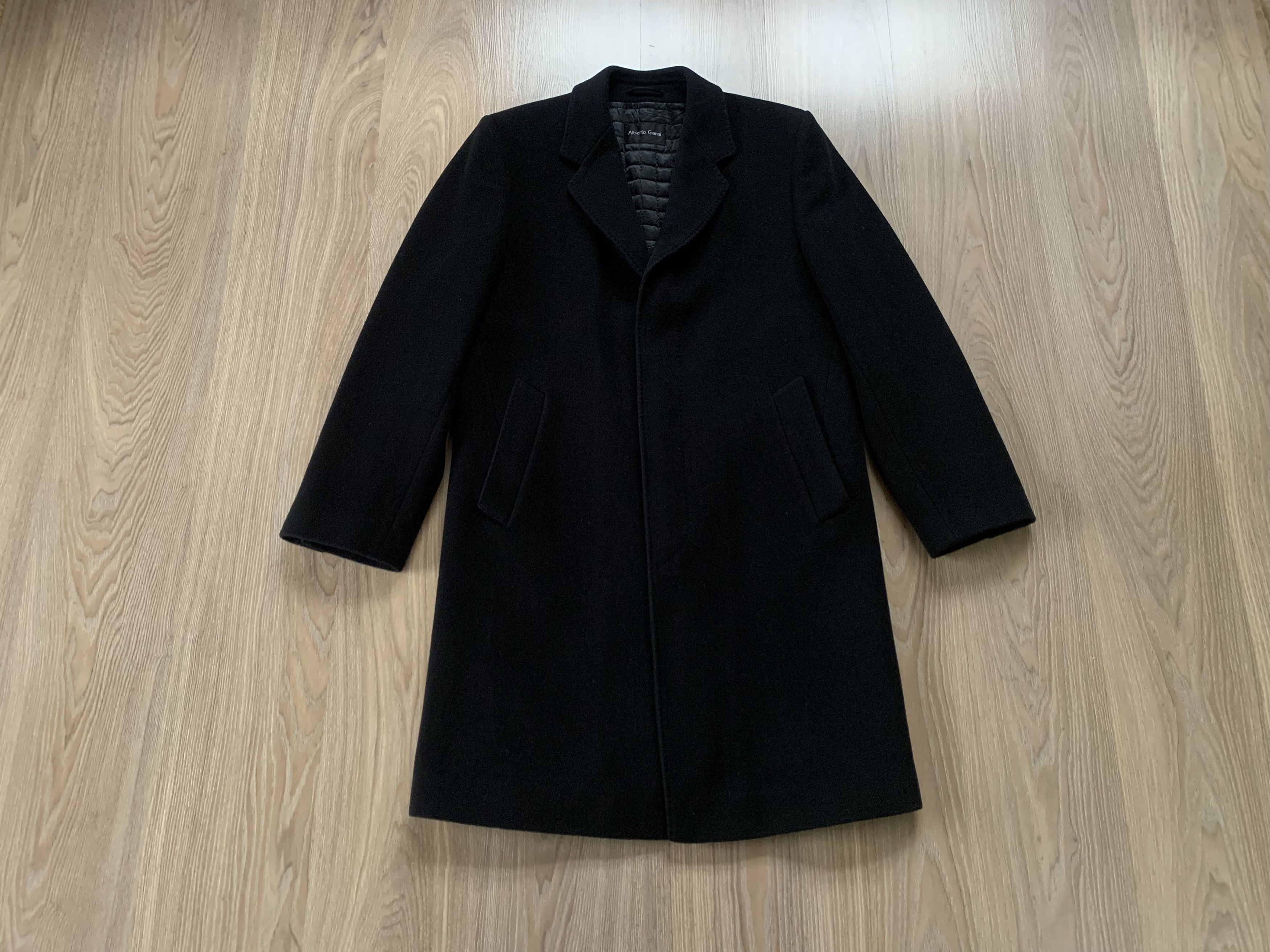Other Alberto Gianni Cashmere Wool Blended Long Black Coat Size US L / EU 52-54 / 3 - 1 Thumbnail