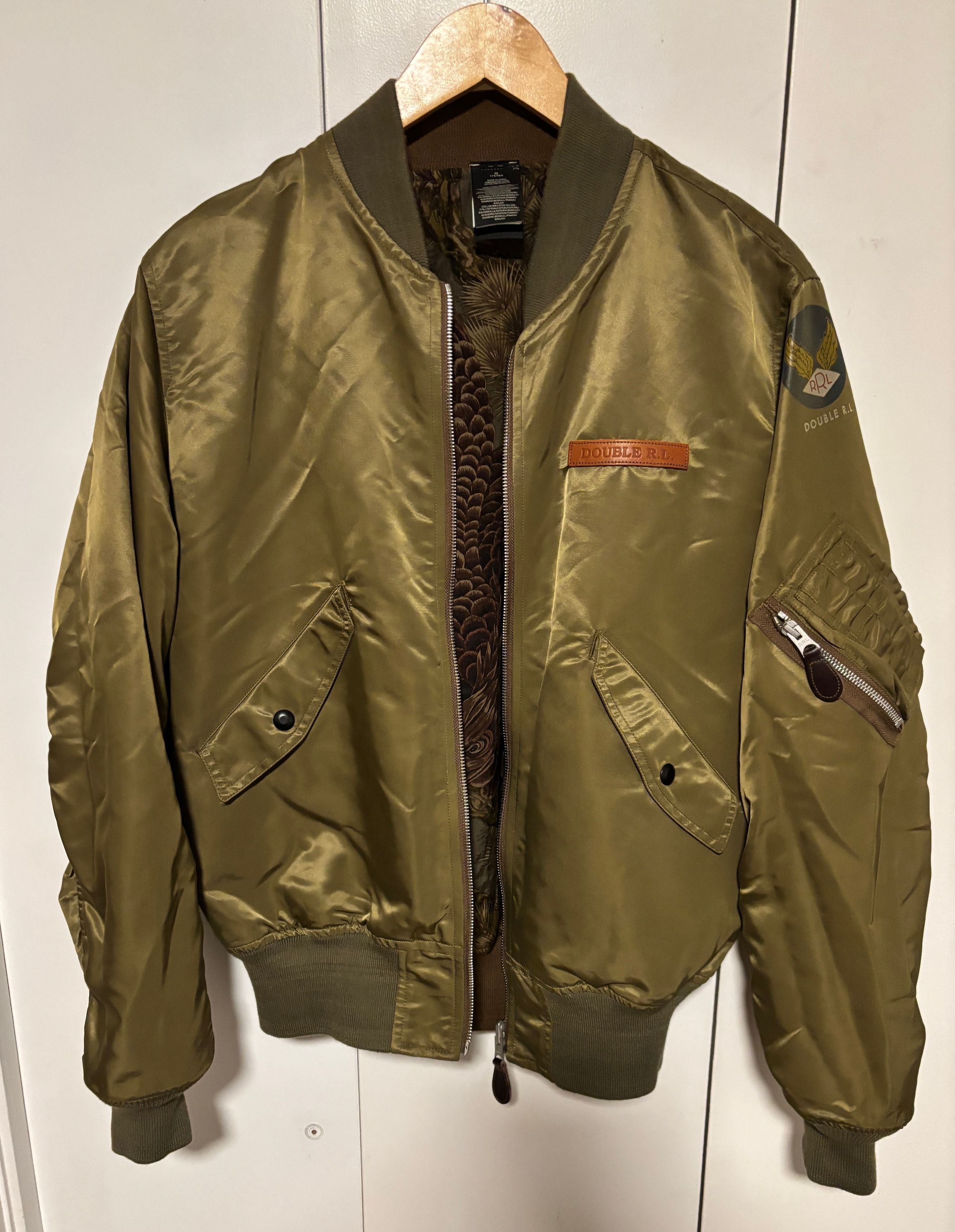 Polo Ralph Lauren $990 Double RL Olive Eagle Reversible Flight Jacket Size US M / EU 48-50 / 2 - 23 Thumbnail
