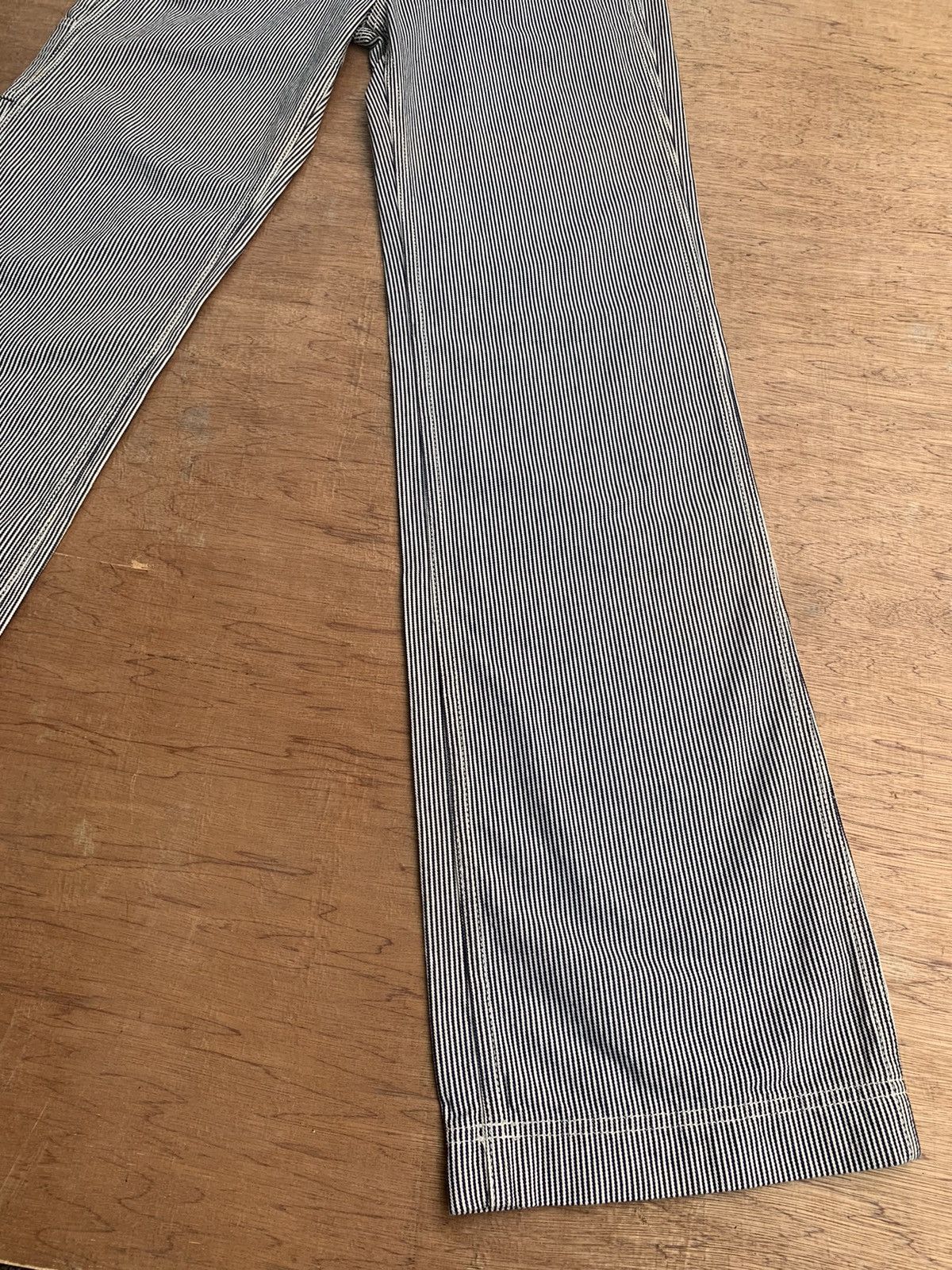 Japanese Brand × Vintage Nana-La Baggy Flare Carpenter Hickory Stripe Pants Size 31" - 9 Thumbnail