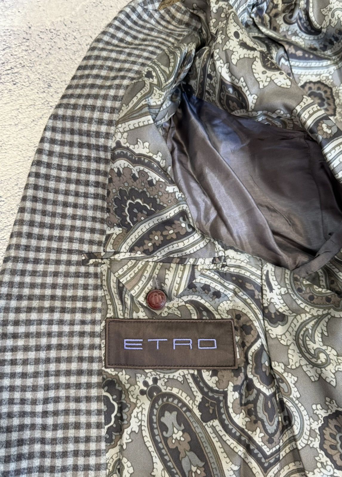 Etro ETRO Blazer 50IT40US Check Jacket Cotton Silk Paisley Lining Size 40R - 12 Thumbnail