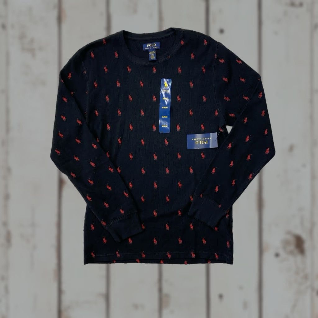 Polo Ralph Lauren Polo Ralph Lauren Mens Medium Sleepwear Thermal Shirt Black Waffle Pony NEW NWT Size US M / EU 48-50 / 2 - 1 Thumbnail