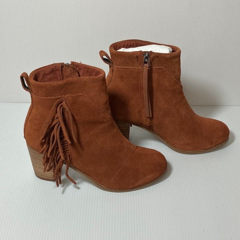 Toms TOMS Lunata Cognac Suede Fringe Round Toe Ankle Boot 5 Size US 5 / IT 35 - 4 Thumbnail