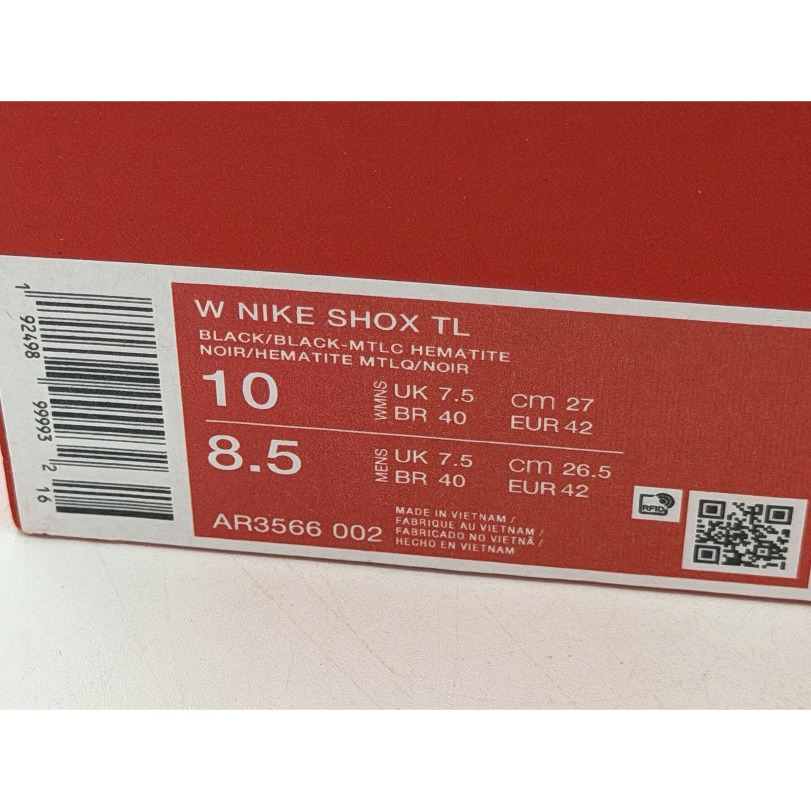 Nike Women’s 10 / Men’s 8.5- Nike Shox TL Black AR3566-002 No Lid Size US 10 / IT 40 - 8 Thumbnail