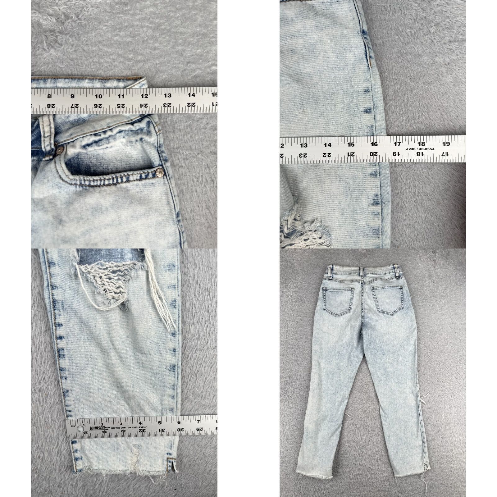 Vintage VINTAGE Rewash Jeans Juniors 1 Blue Denim Distressed High Rise Light Wash 24x24 Size 25" / US 0 / IT 36 - 9 Thumbnail