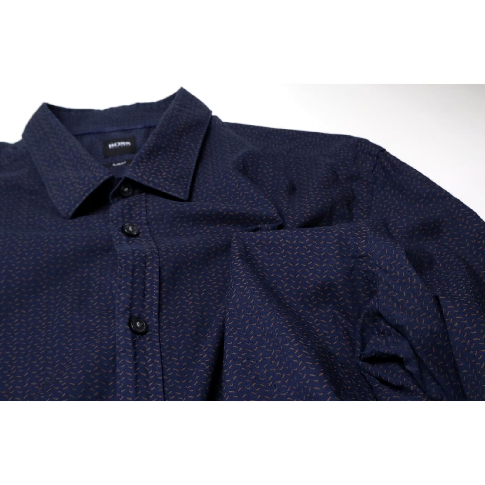 Hugo Boss HUGO BOSS Ronni Slim Fit Shirt Men's XL Patterned Blue Long Sleeve Button Up Size US XL / EU 56 / 4 - 5 Thumbnail