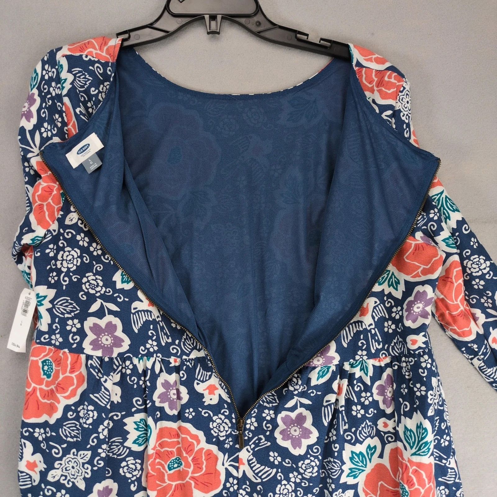 Old Navy NWT Old Navy Floral Bird Print Shift Dress Puff 3/4 Sleeve Size L / US 10 / IT 46 - 4 Thumbnail