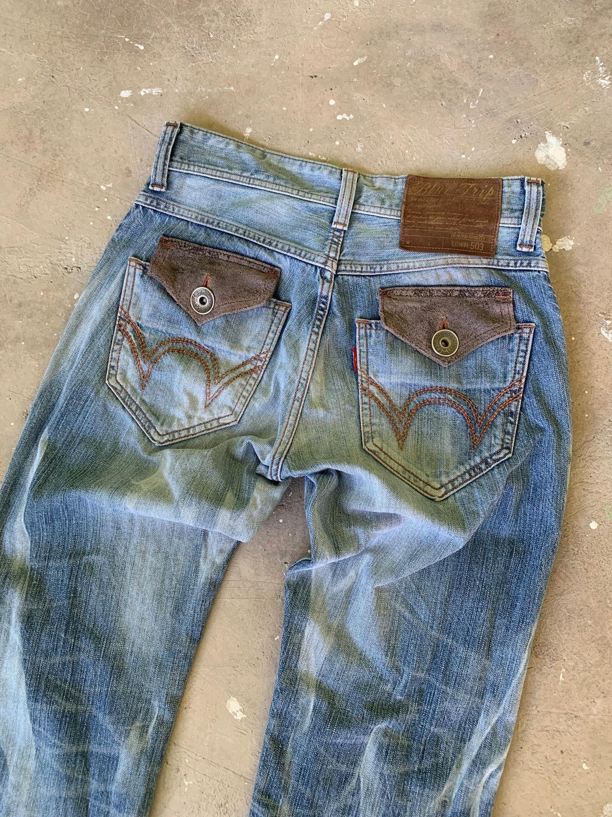 Edwin Edwin 503 Blue Trip Flap Pocket Distressed Denim Size US 30 / EU 46 - 9 Thumbnail