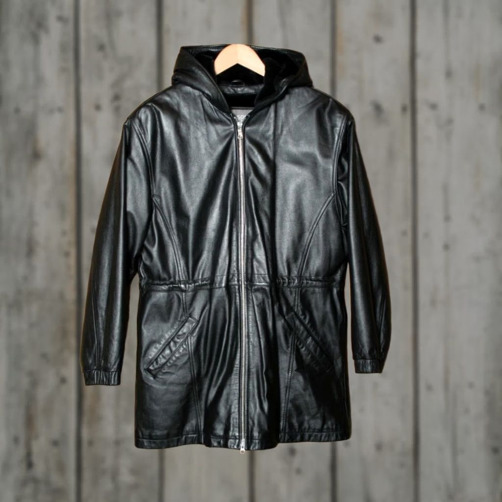 Vintage VINTAGE Wilsons Leather Black Parka Hooded Quilt Lined Faux Fur Leather Jacket Womens M Size Size M / US 6-8 / IT 42-44 - 1 Thumbnail