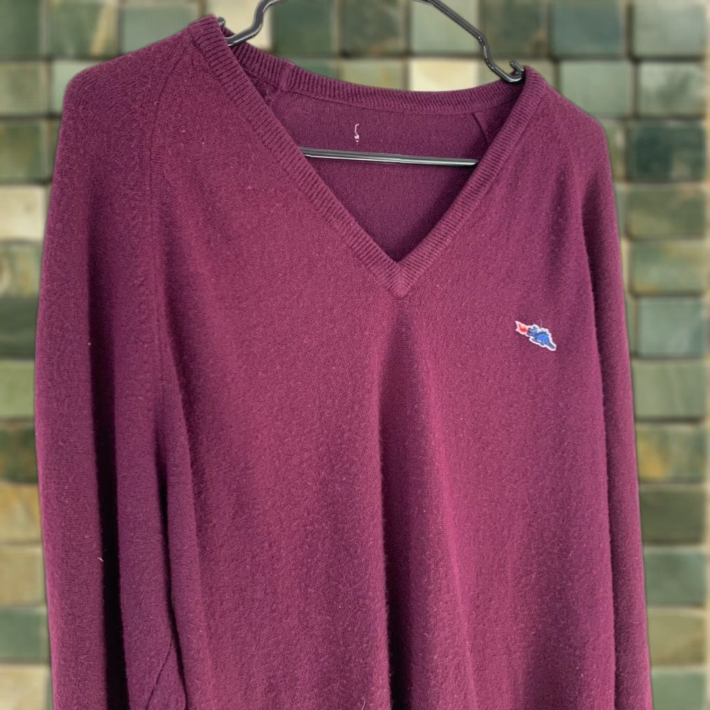 Sears VINTAGE Sears Burgundy V-Neck Sweater Dragon Logo Mens Large Size US L / EU 52-54 / 3 - 1 Thumbnail
