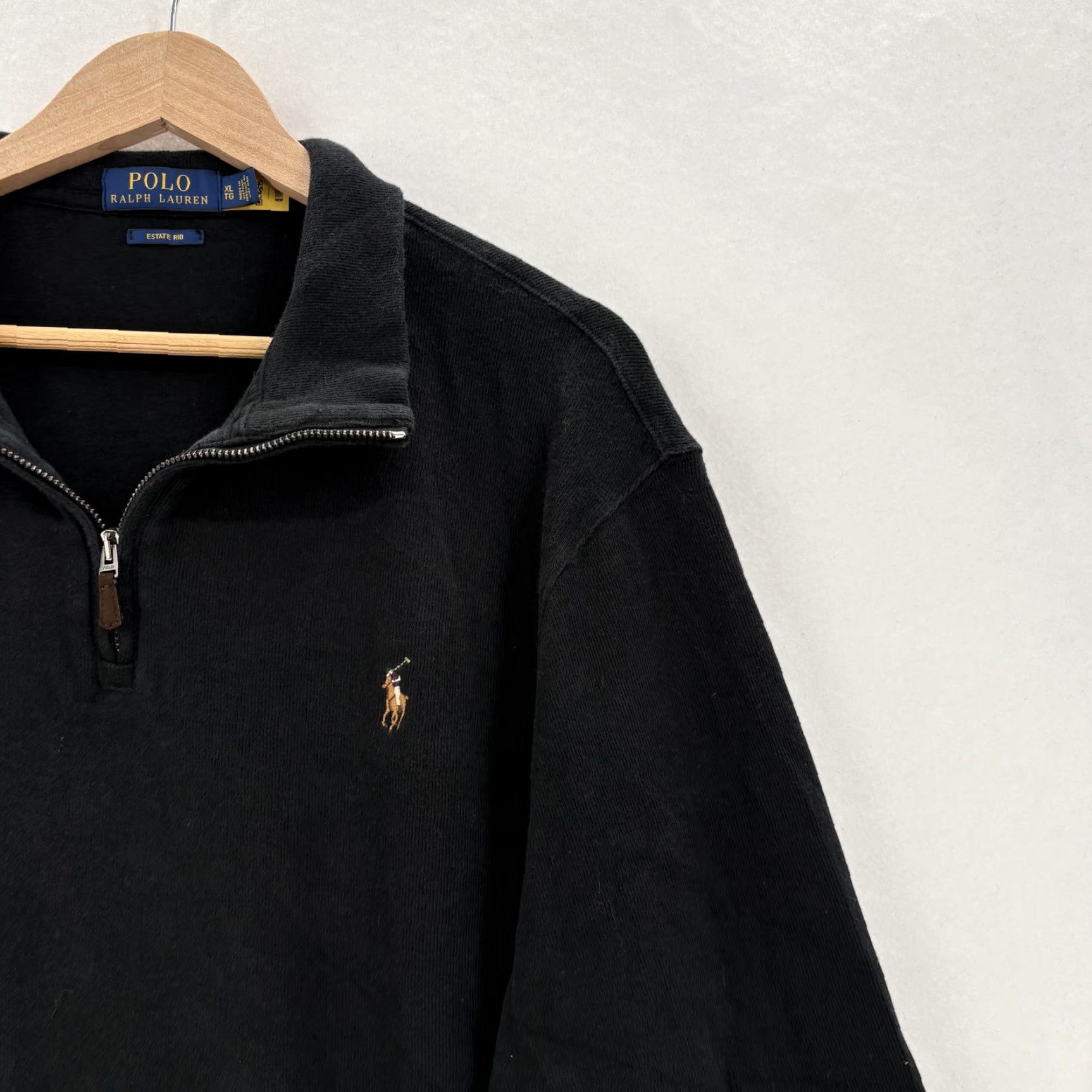Polo Ralph Lauren Polo Ralph Lauren Sweater Mens XL Black 1/4 Zip Mock Neck Pullover Estate Rib Shirt Size US XL / EU 56 / 4 - 2 Thumbnail