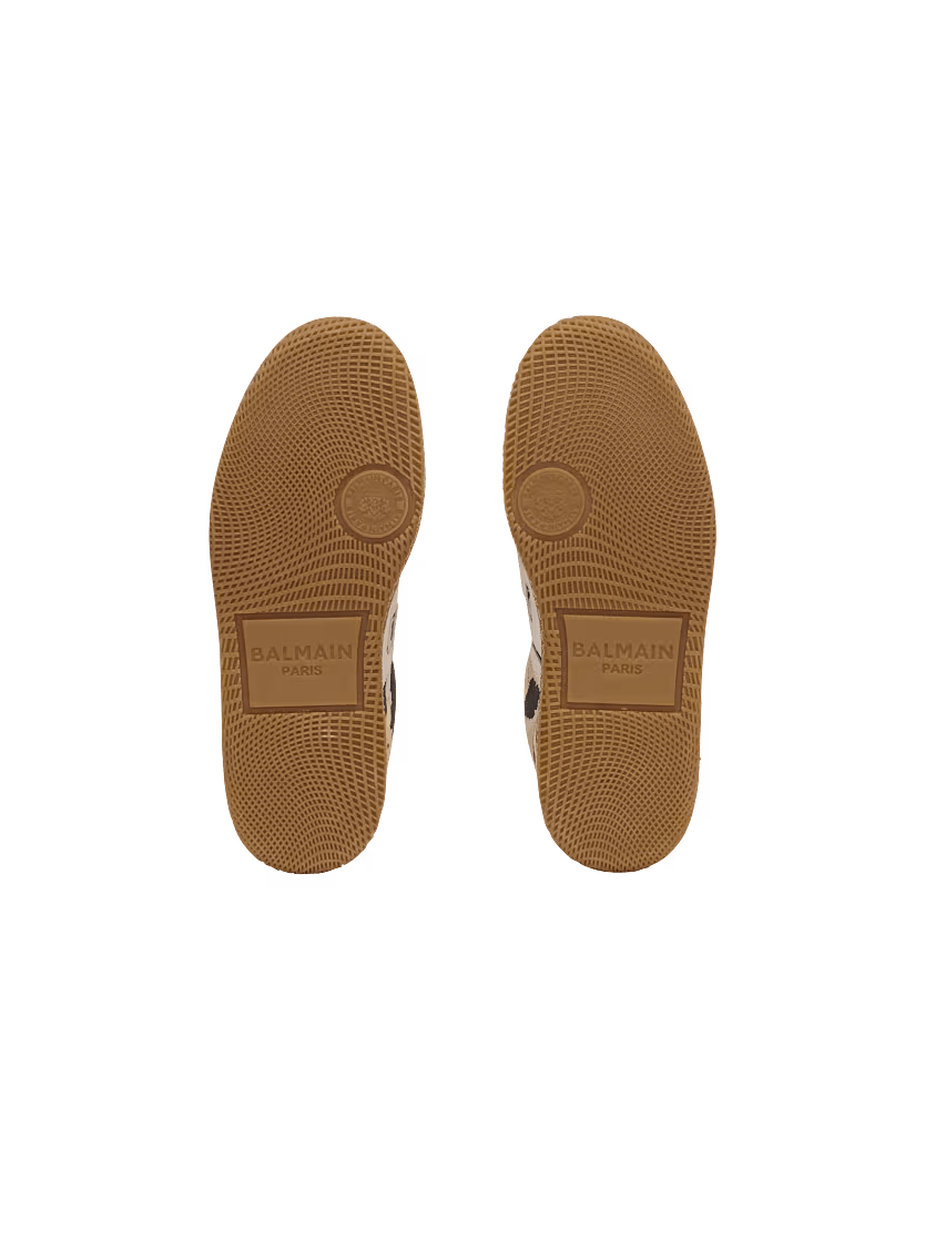 Balmain o1mt1gz0326 Swan Leopard-print Low-Top Sneakers Beige/Black Size US 10 / IT 40 - 4 Thumbnail