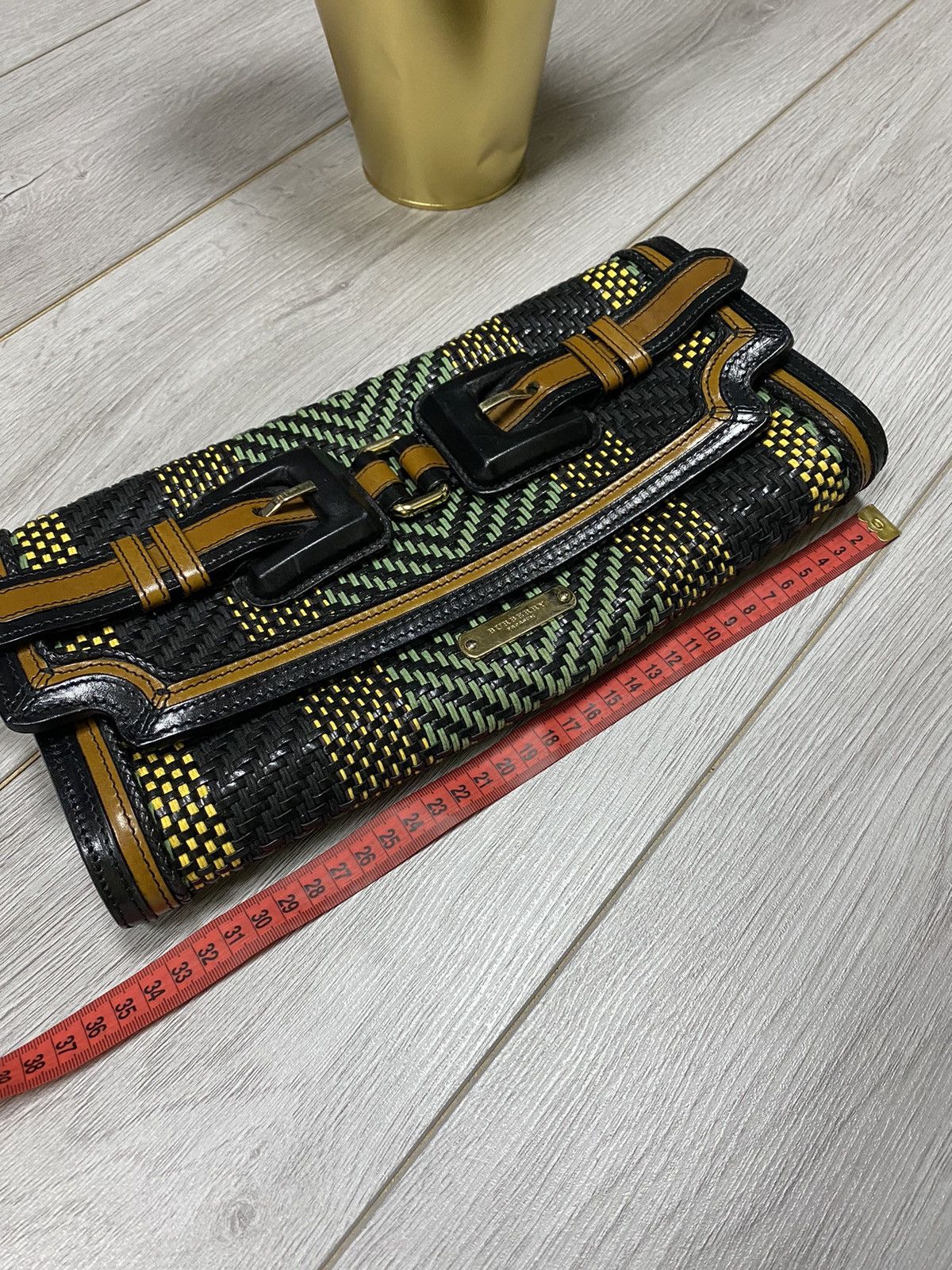 Burberry Prorsum Burberry buffalo leather woven raffia flap clutch Size ONE SIZE - 15 Thumbnail