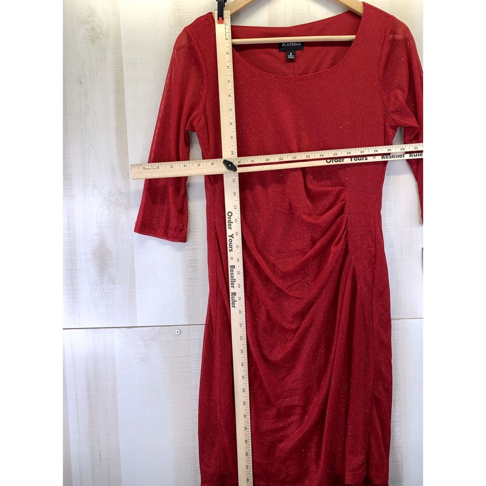 Vintage Karina Red Short Sleeve Cocktail Dress NWT Women’s SZ 6 Size 28" / US 6 / IT 42 - 3 Thumbnail