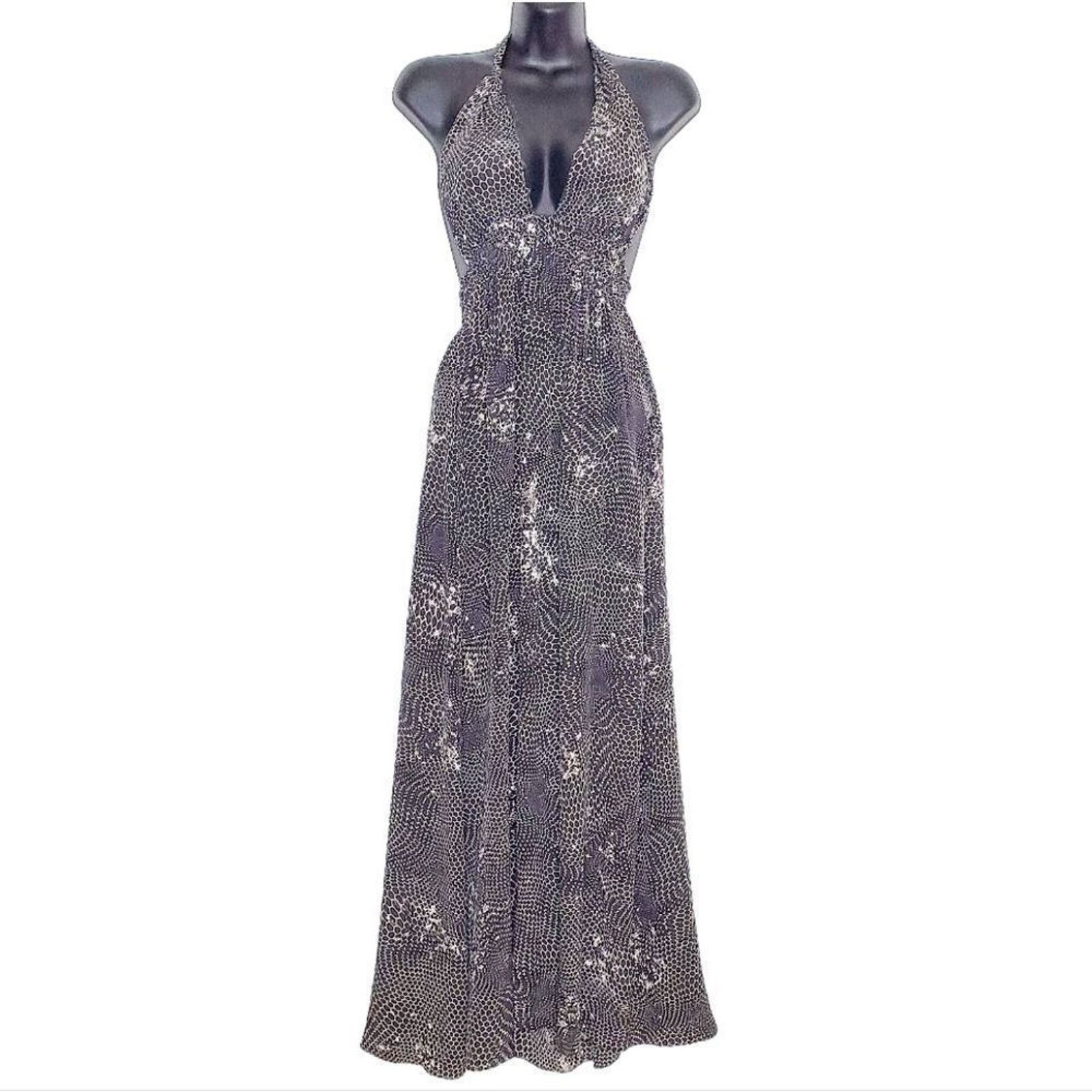 LoveShackFancy LoveShackFancy Black White Love Maxi Silk Halter Dress Sz S Size S / US 4 / IT 40 - 1 Thumbnail