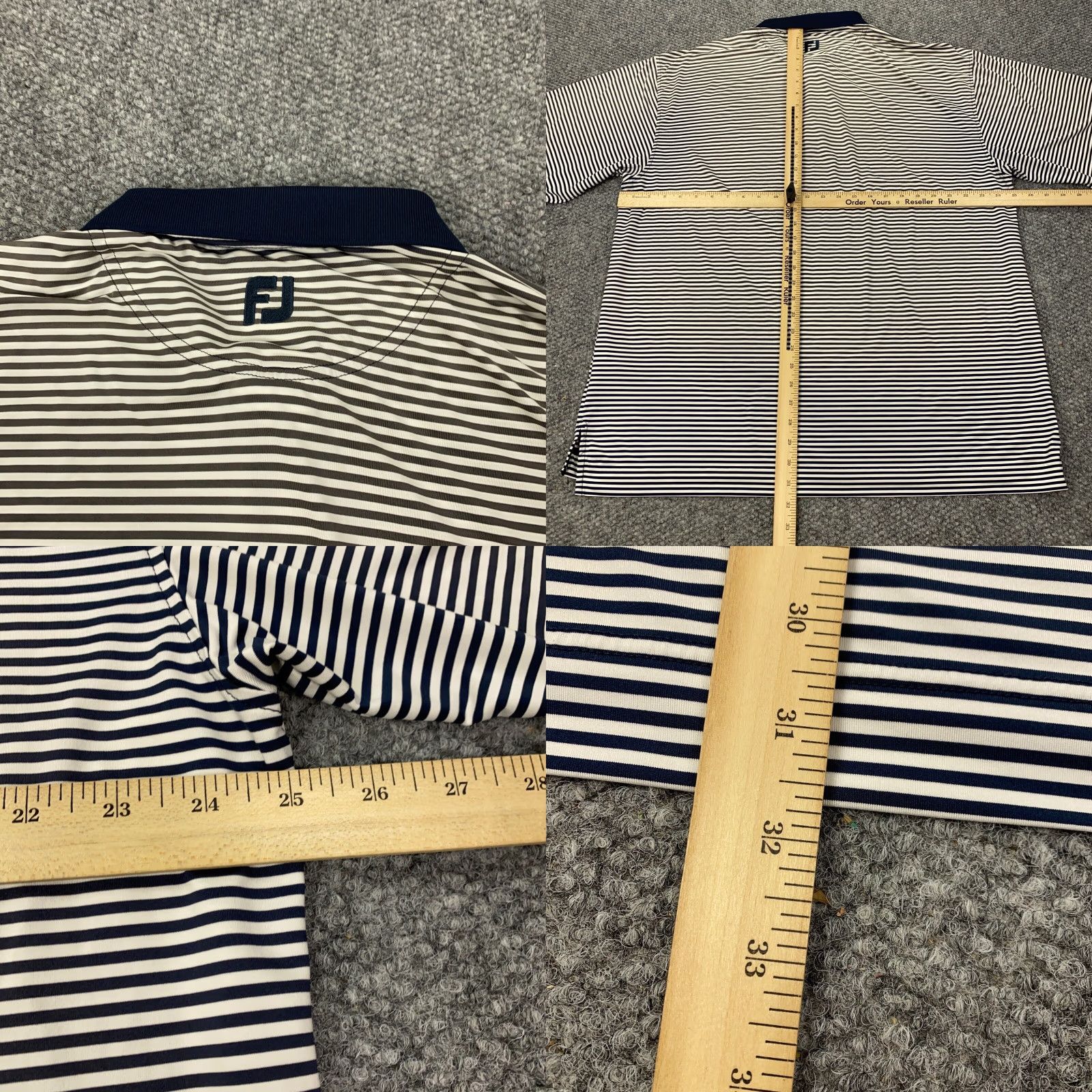 Footjoy FootJoy Polo Mens XL Blue Striped Lisle Relaxed Stretch Shirt Golf Size US XL / EU 56 / 4 - 8 Thumbnail